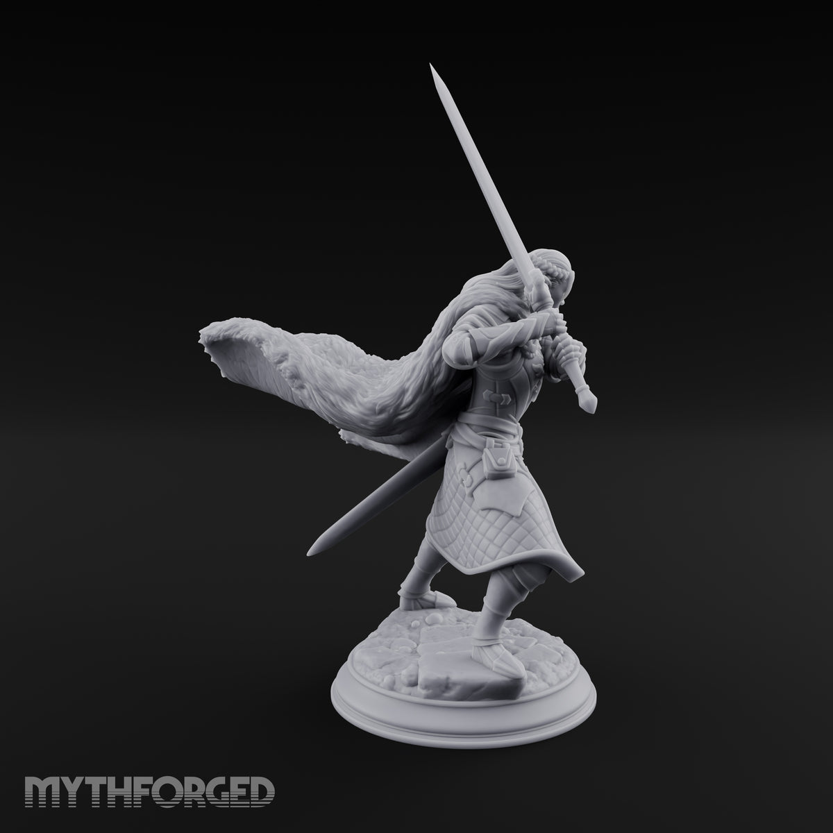 Cape Billowing Human Swordsman Miniature for Dungeons and Dragons, Pathfinder or other TTRPGs