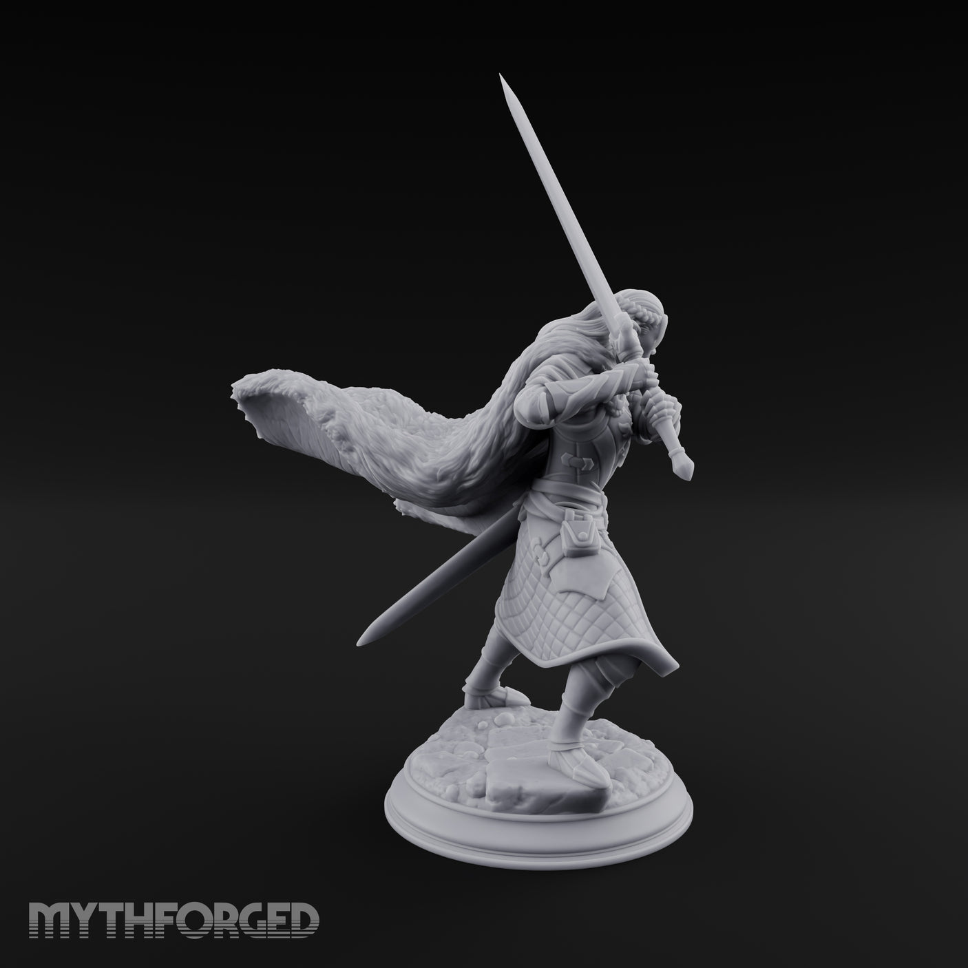 Cape Billowing Human Swordsman Miniature for Dungeons and Dragons, Pathfinder or other TTRPGs