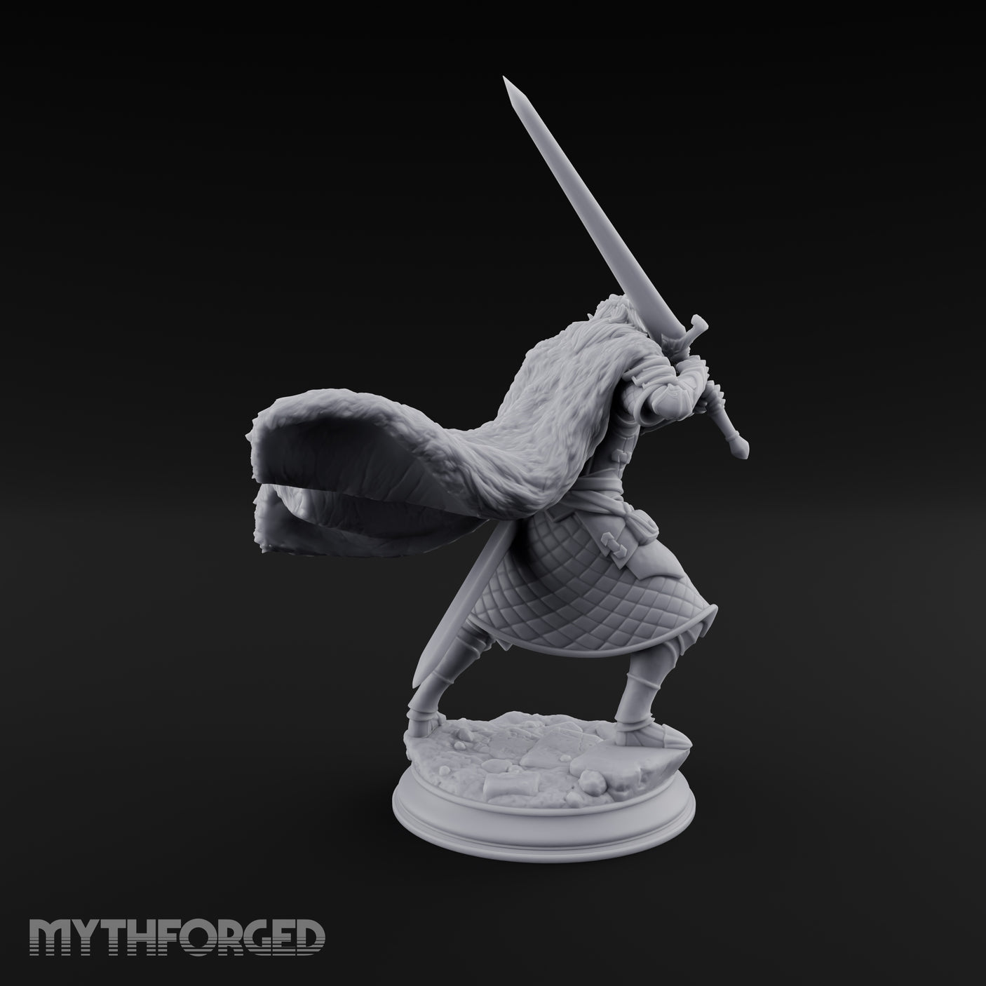 Cape Billowing Human Swordsman Miniature for Dungeons and Dragons, Pathfinder or other TTRPGs