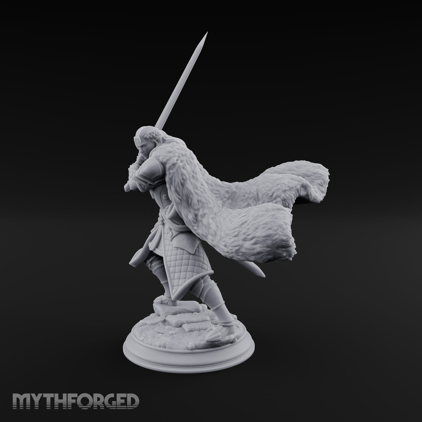 Cape Billowing Human Swordsman Miniature for Dungeons and Dragons, Pathfinder or other TTRPGs