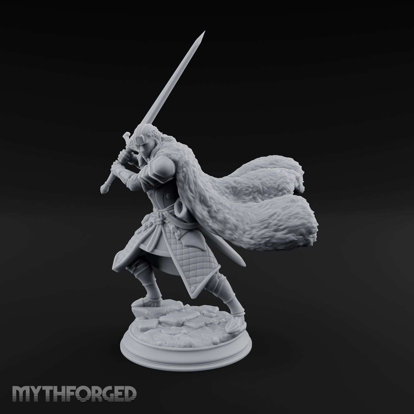 Cape Billowing Human Swordsman Miniature for Dungeons and Dragons, Pathfinder or other TTRPGs