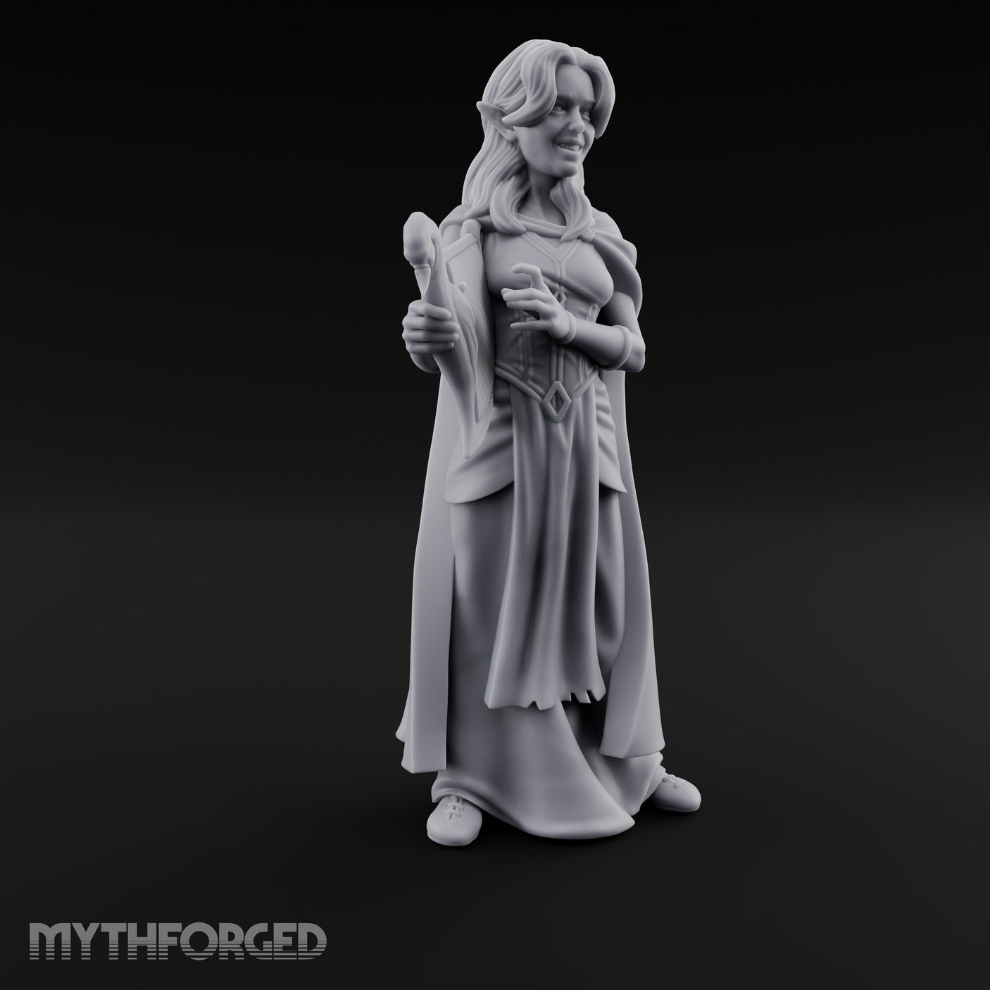 Harp Plucking Elf Bard Miniature for Dungeons and Dragons, Pathfinder or other TTRPGs