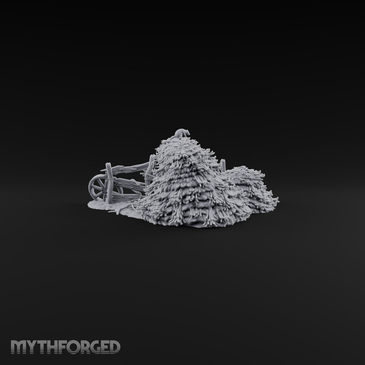 Rat King of the Rick Hay Piles with Broken Fence, Cartwheel, Pitchfork and Rats on Scenic Base
