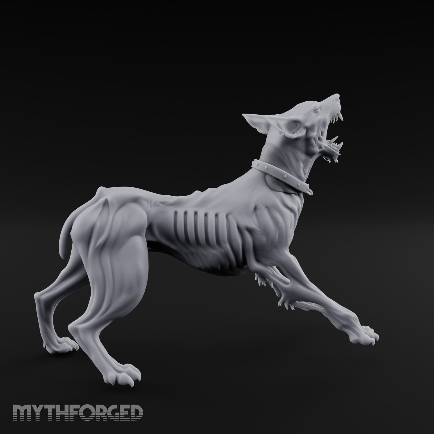 Head Back Howling Zombie Dog Miniature for Dungeons and Dragons, Pathfinder or other TTRPGs
