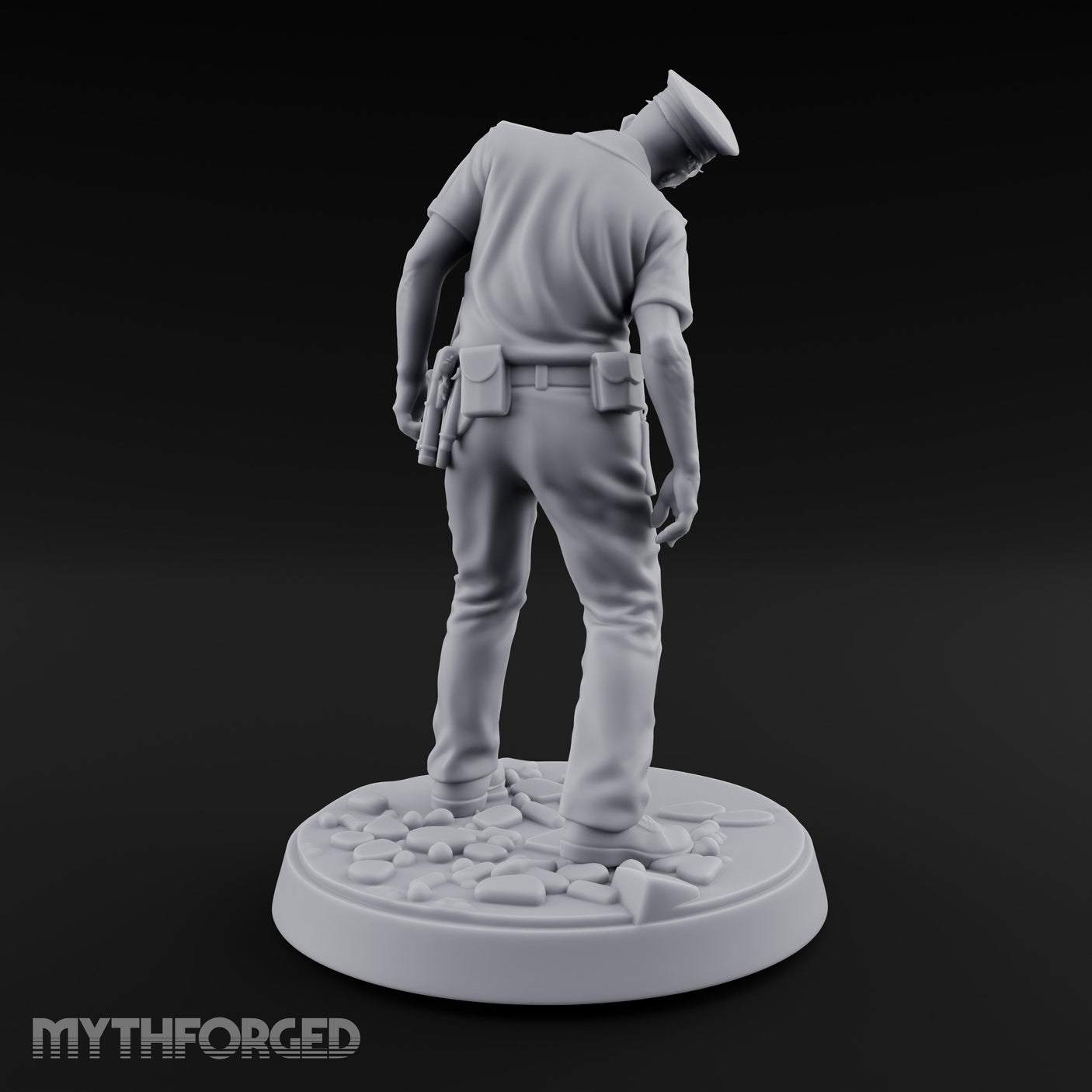 Head Lolling Shuffling Zombie Police Officer Miniature for Dungeons and Dragons, Pathfinder or other TTRPGs