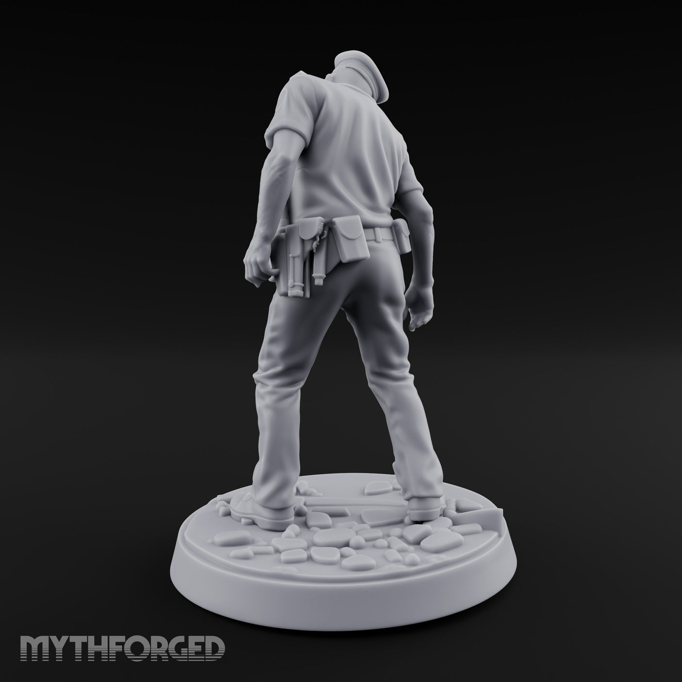Head Lolling Shuffling Zombie Police Officer Miniature for Dungeons and Dragons, Pathfinder or other TTRPGs