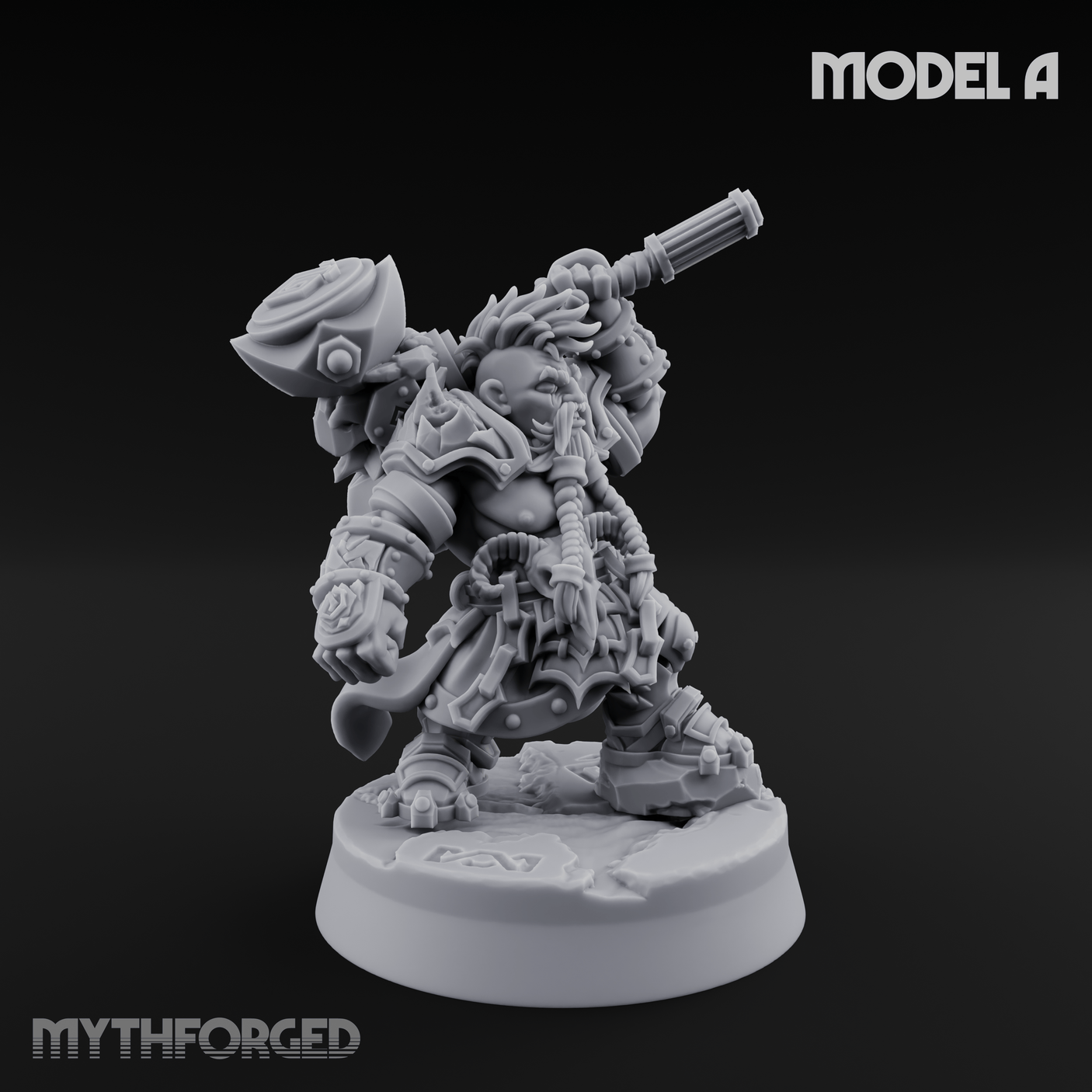Smouldering Fire Dwarf Fighters A Miniature for Dungeons and Dragons, Pathfinder or other TTRPGs