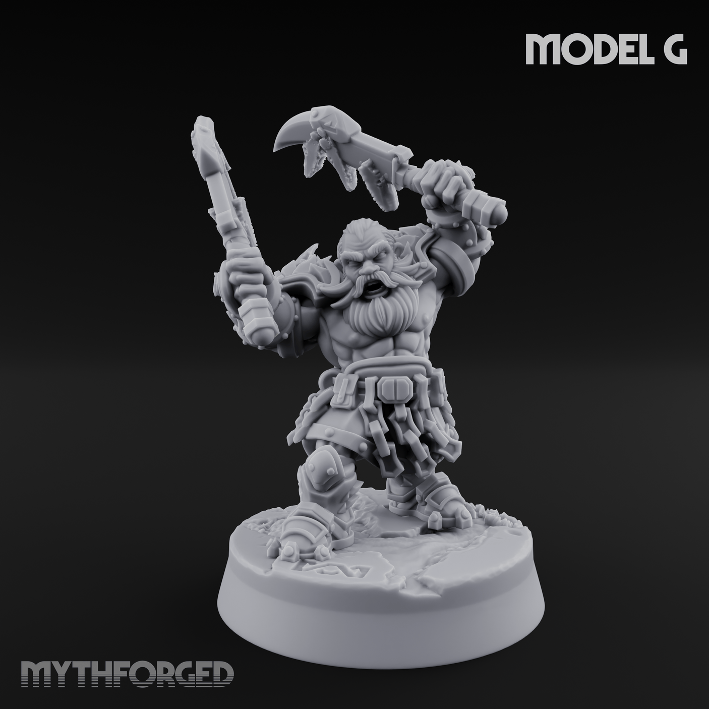 Smouldering Fire Dwarf Fighters G Miniature for Dungeons and Dragons, Pathfinder or other TTRPGs