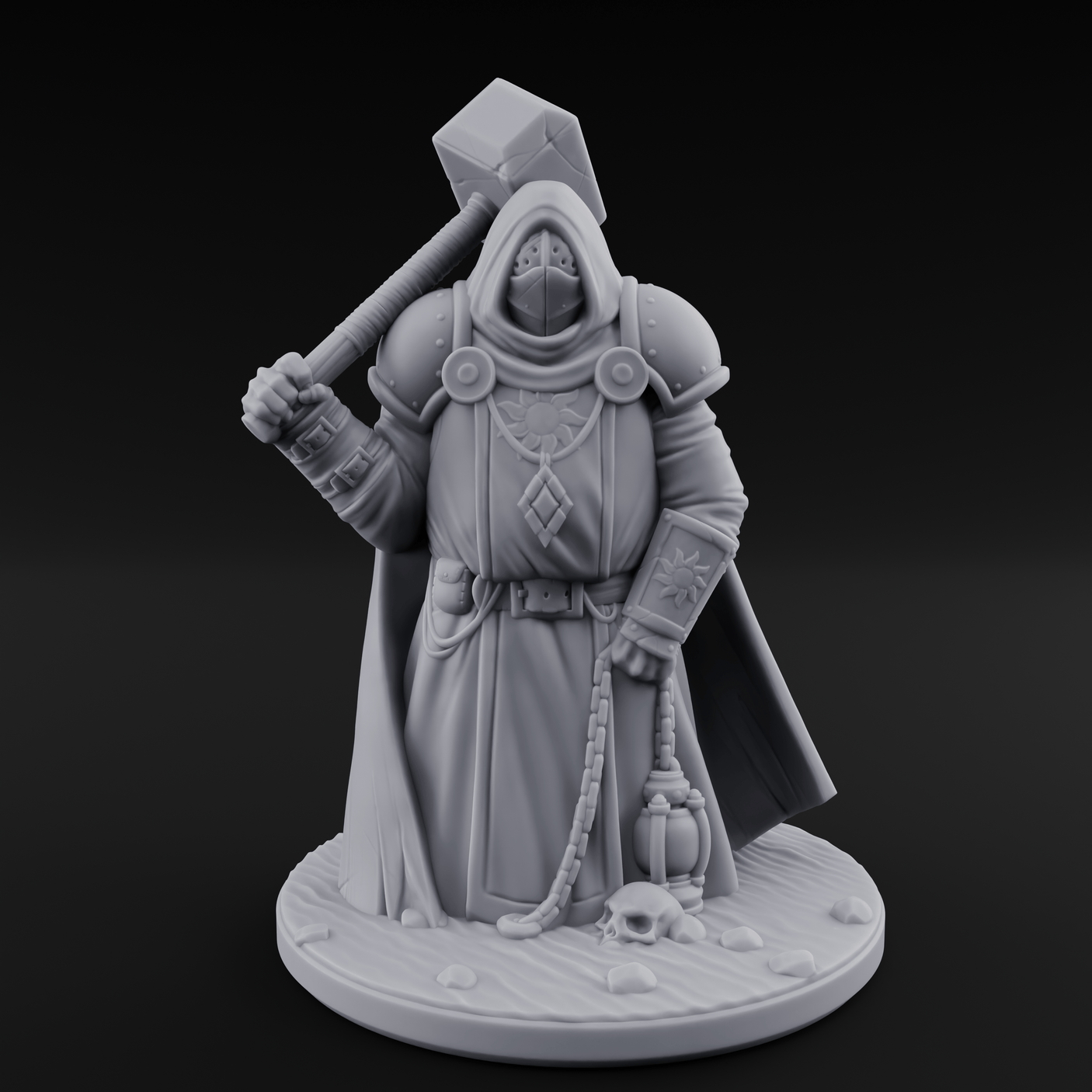 Hammer Shouldering Human Cleric Miniature for Dungeons and Dragons, Pathfinder or other TTRPGs