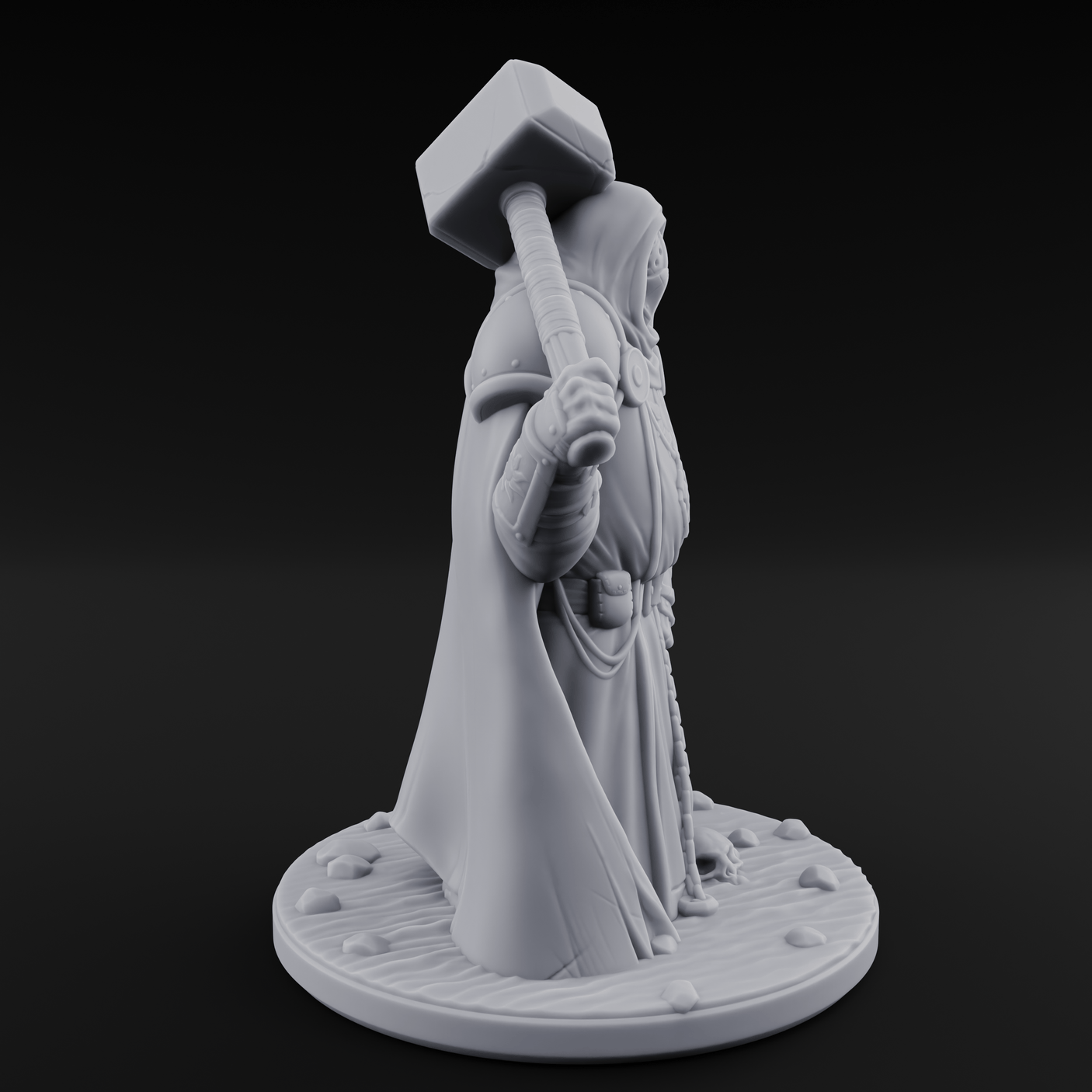 Hammer Shouldering Human Cleric Miniature for Dungeons and Dragons, Pathfinder or other TTRPGs