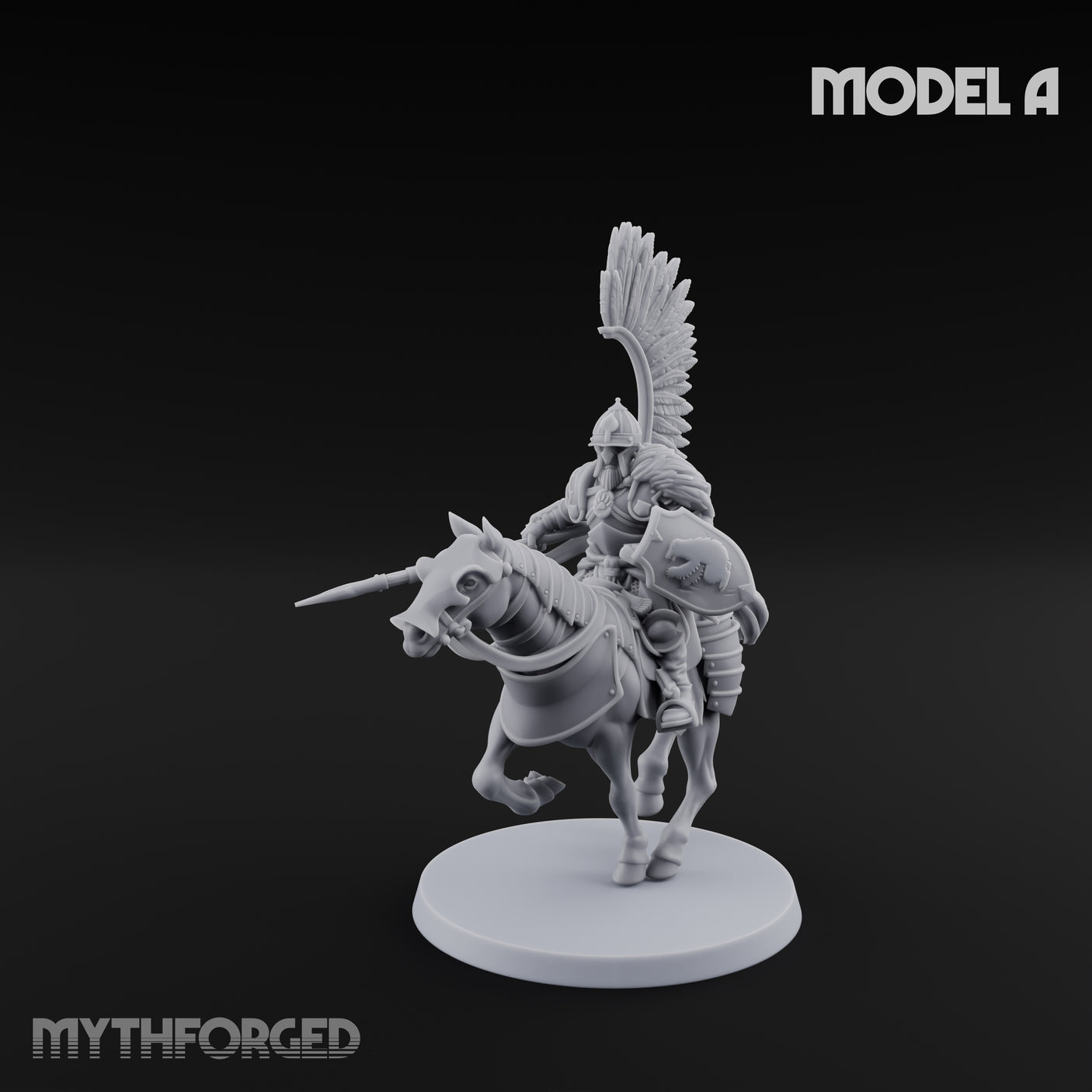 Hussar Charging Lancer Cavalry Set Miniature for Dungeons and Dragons, Pathfinder or other TTRPGs