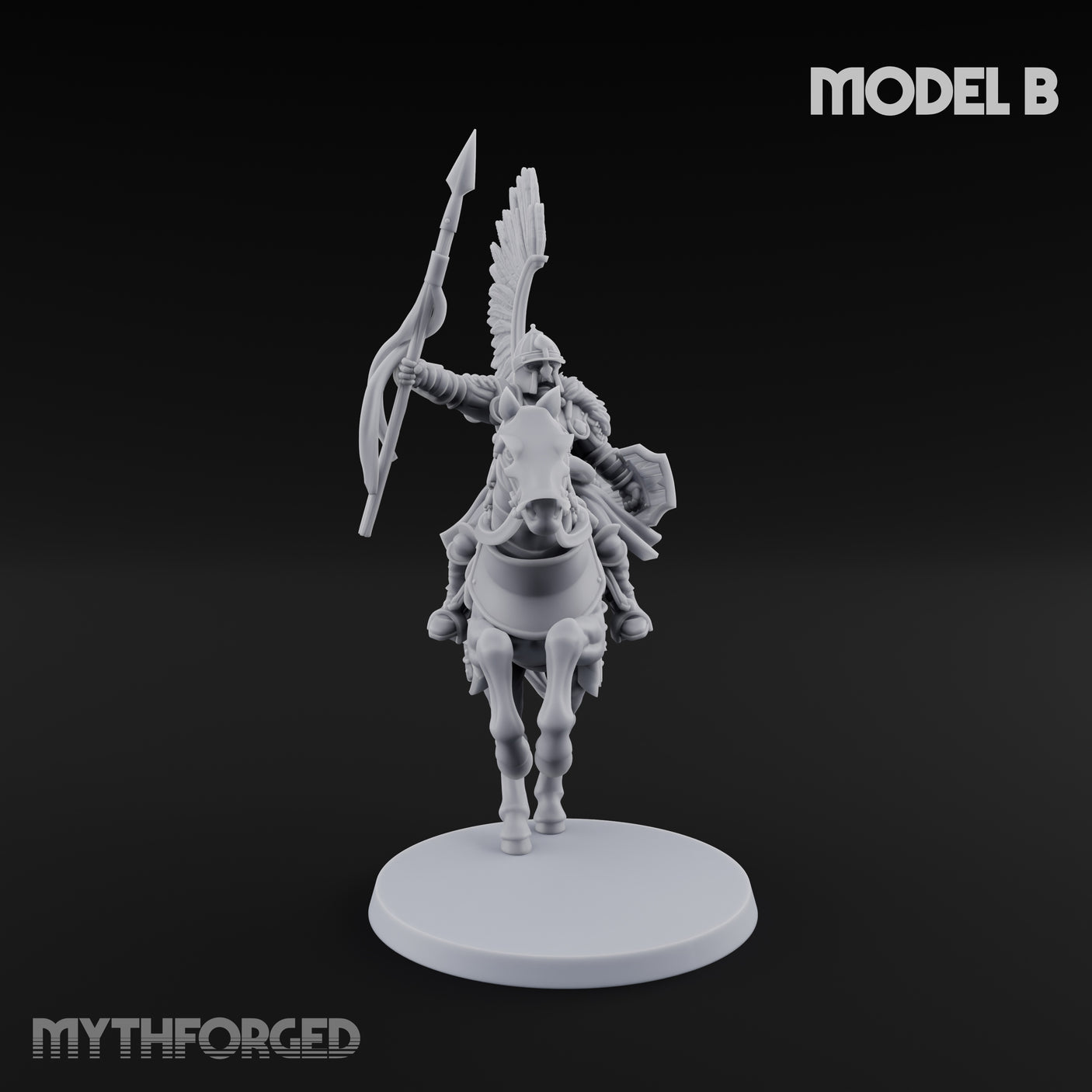 Hussar Charging Lancer Cavalry Set Miniature for Dungeons and Dragons, Pathfinder or other TTRPGs
