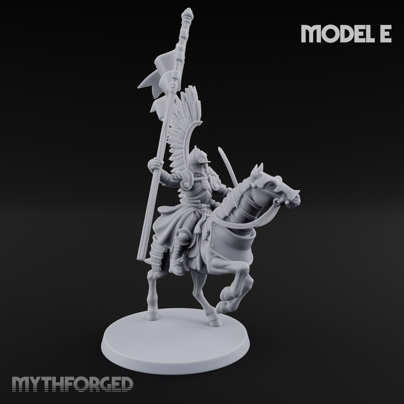 Hussar Charging Lancer Cavalry Set Miniature for Dungeons and Dragons, Pathfinder or other TTRPGs