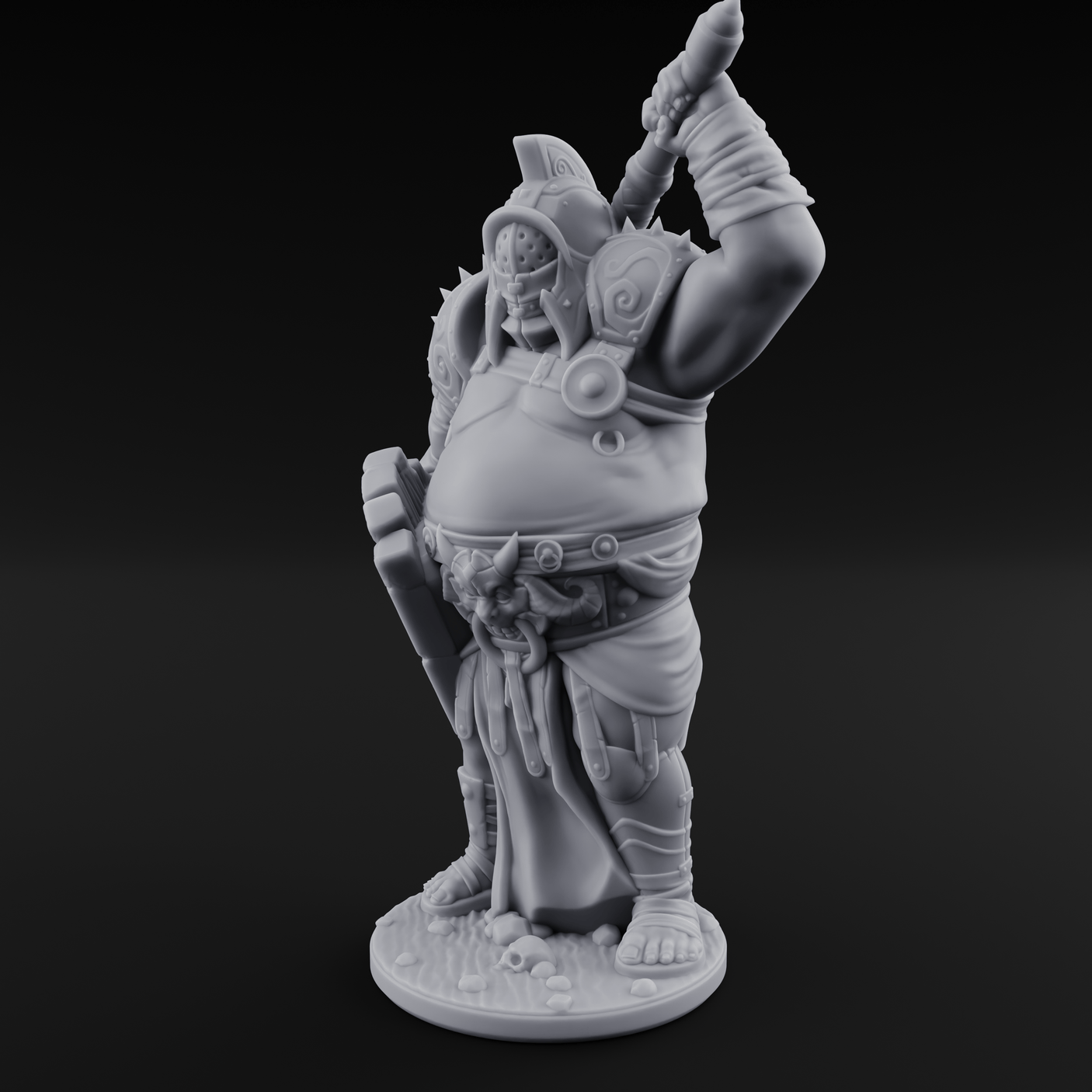 Belly Out Brawling Ogre Gladiator Miniature for Dungeons and Dragons, Pathfinder or other TTRPGs