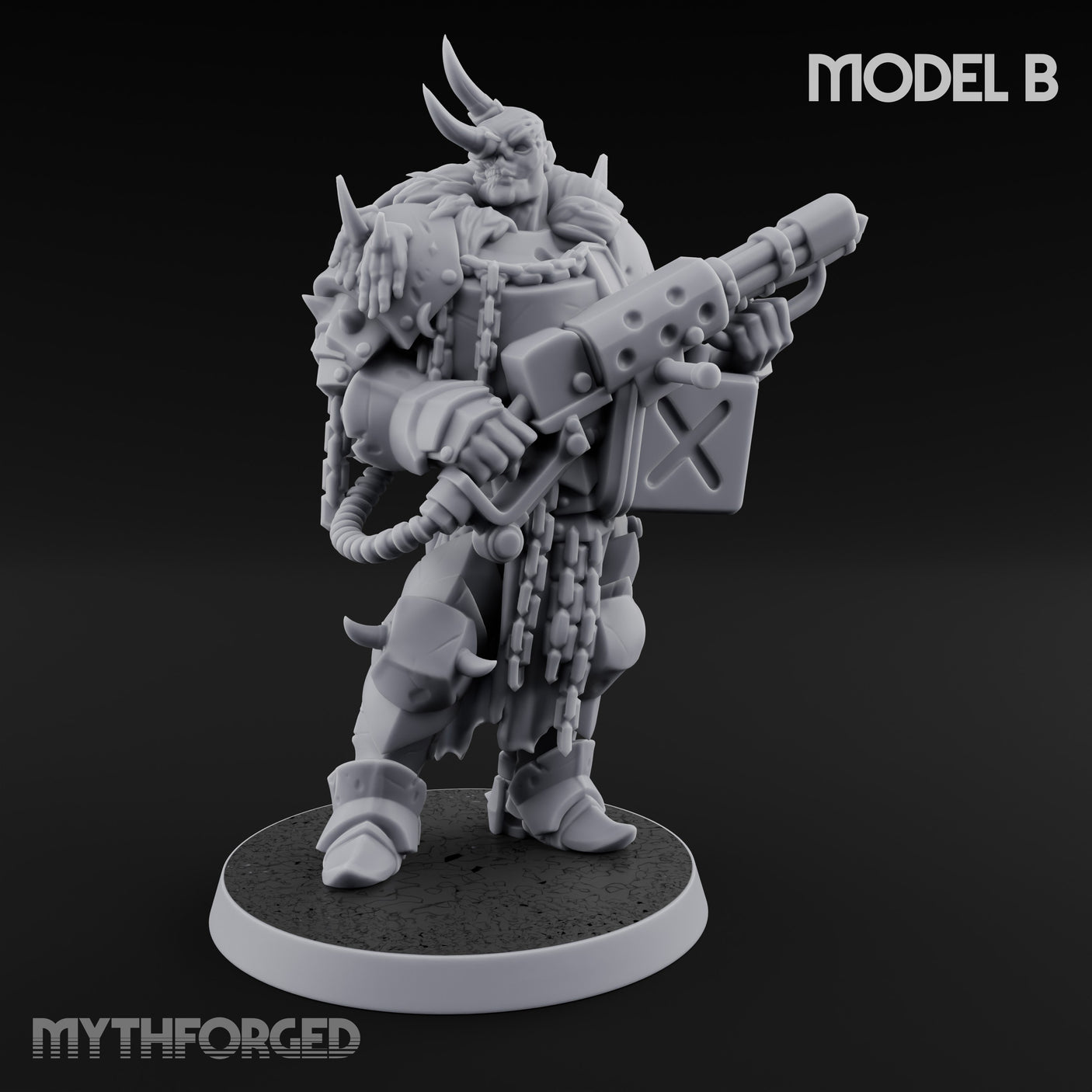 Heavy Weapon Toting Anointed Gunner B Miniature for Dungeons and Dragons, Pathfinder or other TTRPGs