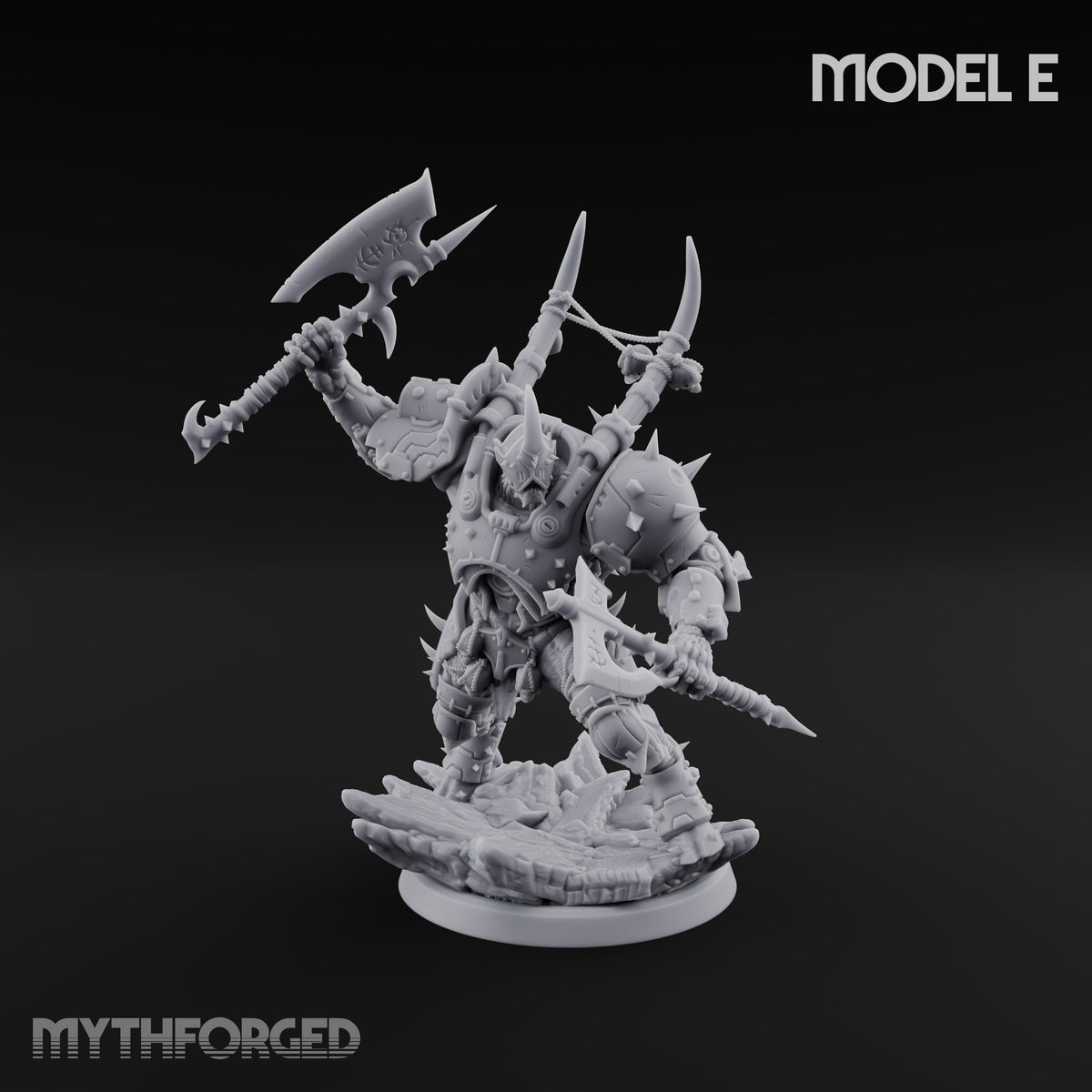 Heavy Metal, Heavier Hands Ogre Armoured Brutes with Axes, Maces and Heavy Cannons — E