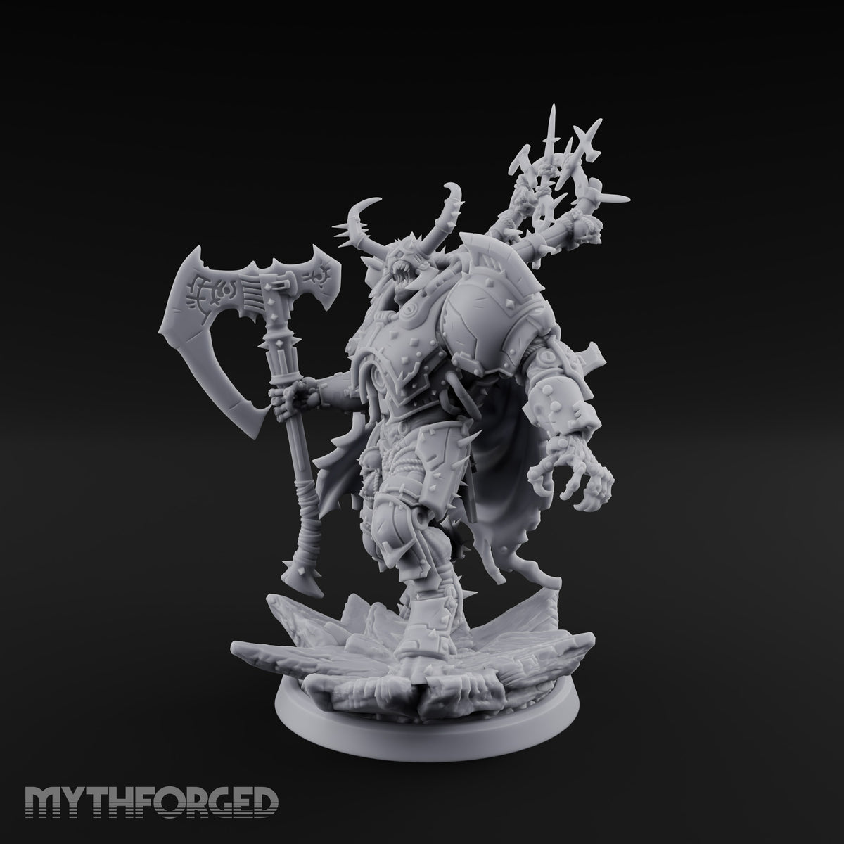 Crowned in Barbed Halos Ogre Spiked-Armour Prince with Rune Axe