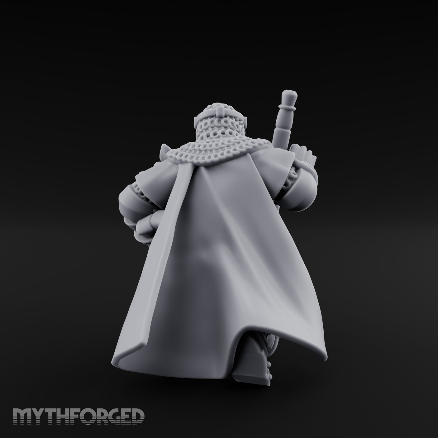 Helmet Clasped Sword Resting Human Knight Miniature for Dungeons and Dragons, Pathfinder or other TTRPGs