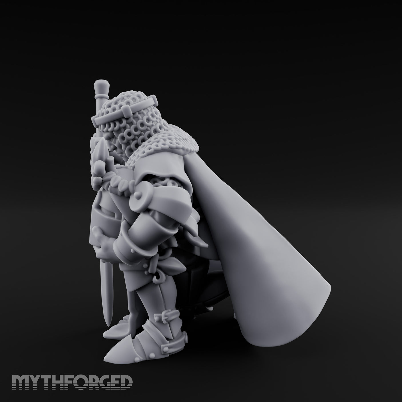 Helmet Clasped Sword Resting Human Knight Miniature for Dungeons and Dragons, Pathfinder or other TTRPGs