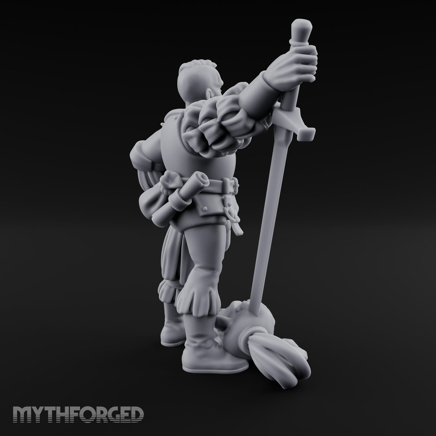 Helmet Tucked Serpent Stomping Human Captain Miniature for Dungeons and Dragons, Pathfinder or other TTRPGs