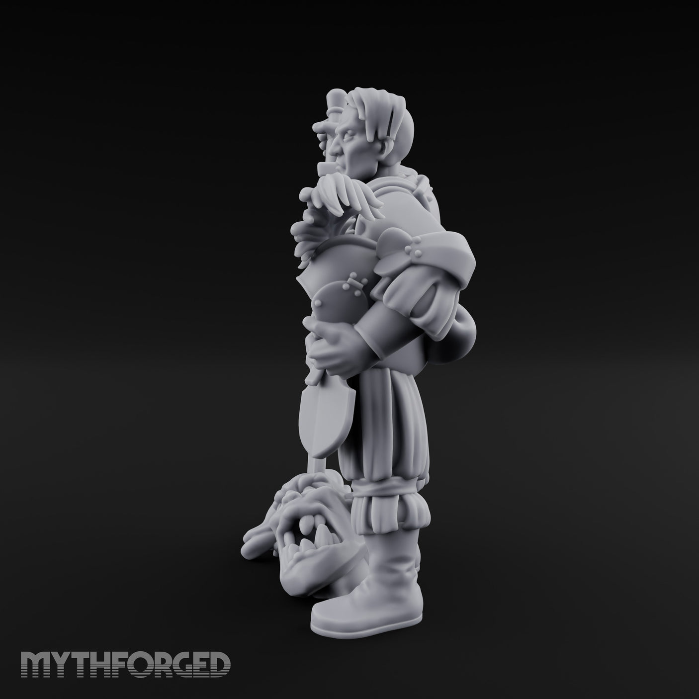 Helmet Tucked Serpent Stomping Human Captain Miniature for Dungeons and Dragons, Pathfinder or other TTRPGs