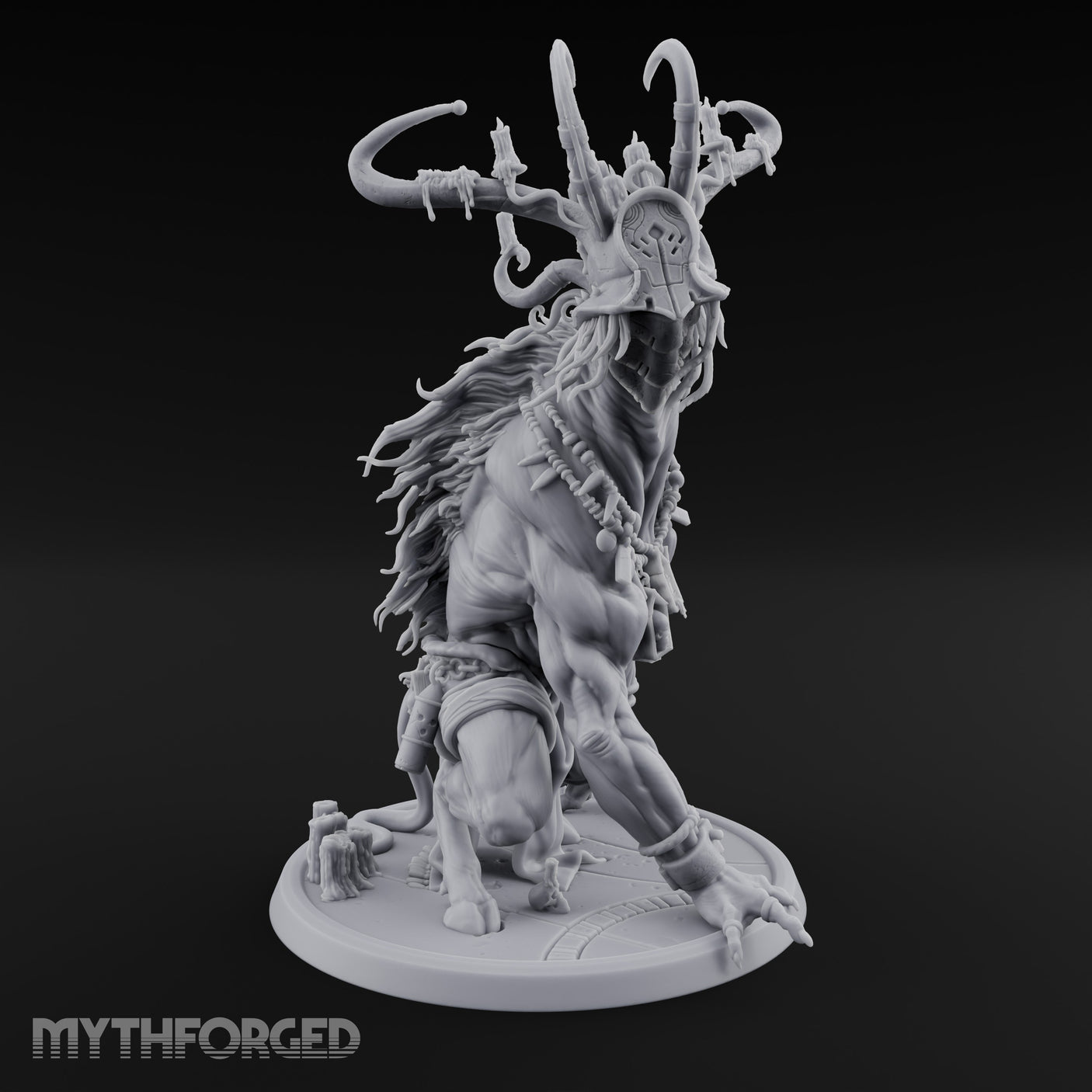 Helmeted Demon Shaman Miniature for Dungeons and Dragons, Pathfinder or other TTRPGs