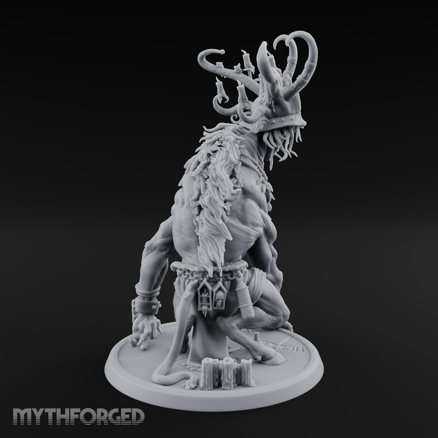 Helmeted Demon Shaman Miniature for Dungeons and Dragons, Pathfinder or other TTRPGs