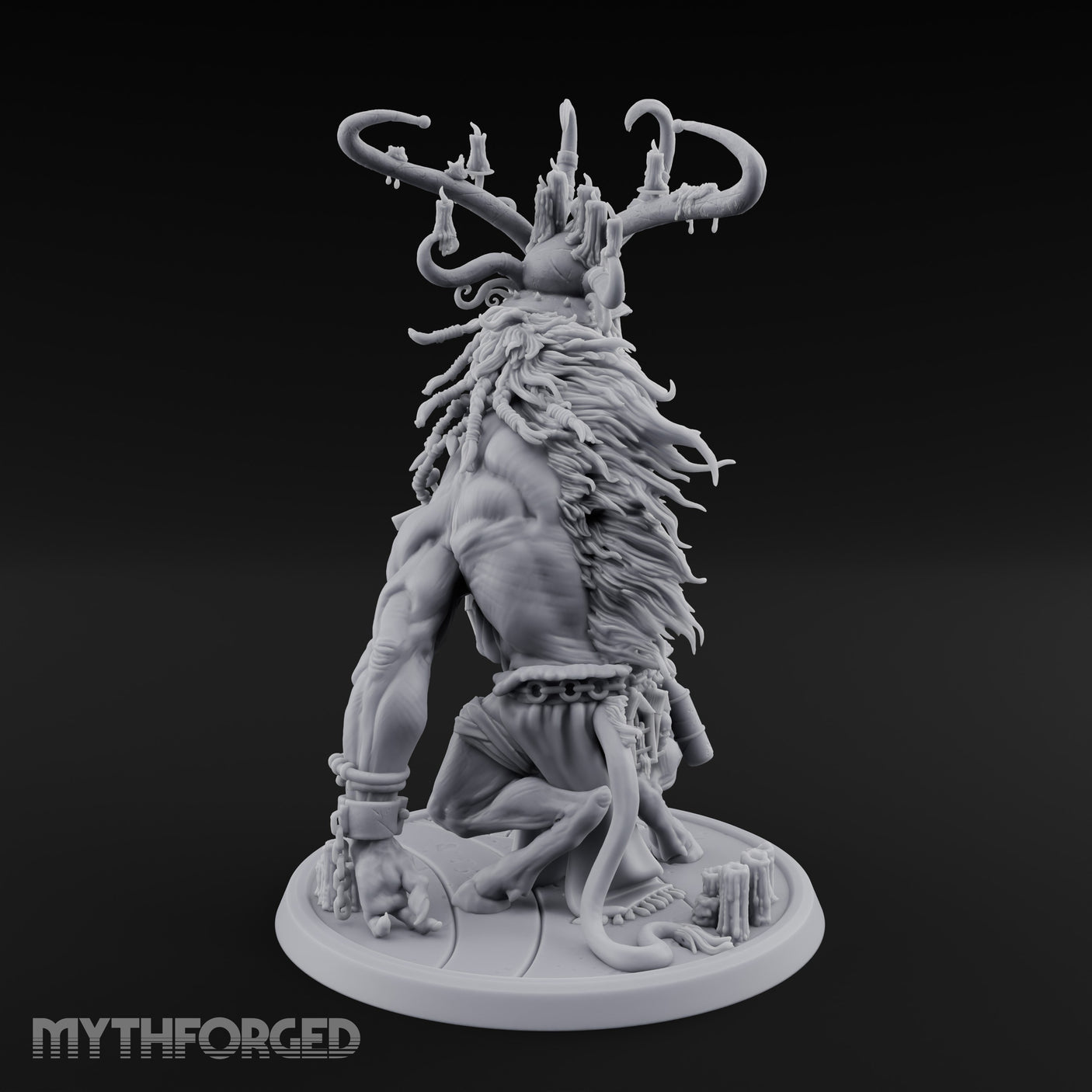 Helmeted Demon Shaman Miniature for Dungeons and Dragons, Pathfinder or other TTRPGs