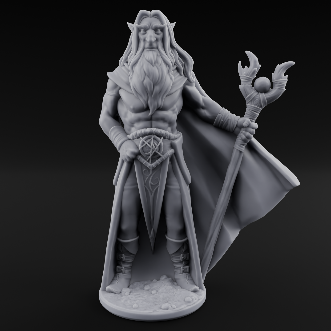 Bare Chested And Brooding Elf Mage Miniature for Dungeons and Dragons, Pathfinder or other TTRPGs