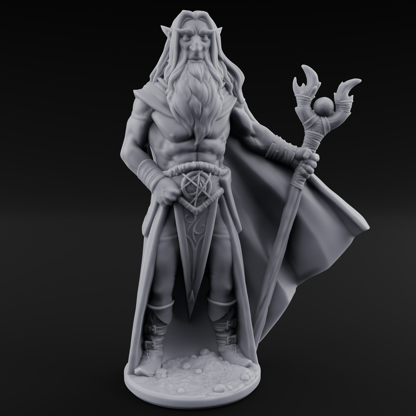 Bare Chested And Brooding Elf Mage Miniature for Dungeons and Dragons, Pathfinder or other TTRPGs