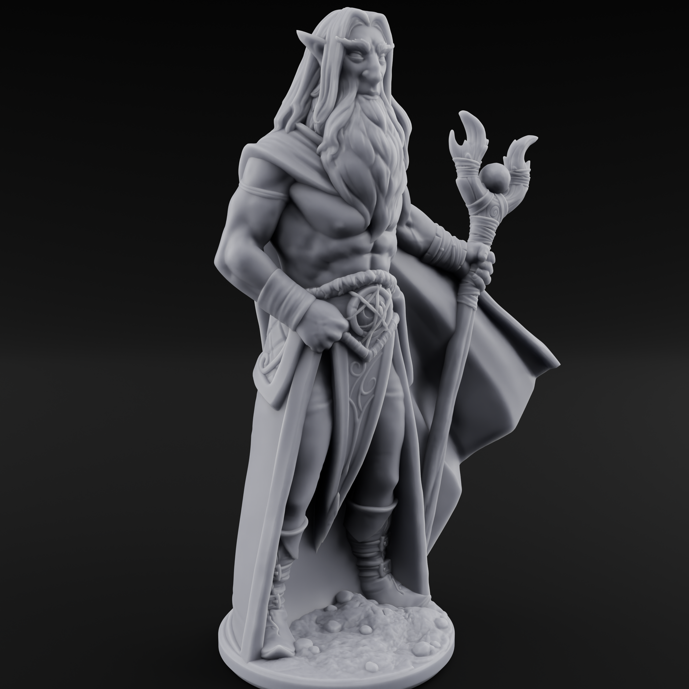 Bare Chested And Brooding Elf Mage Miniature for Dungeons and Dragons, Pathfinder or other TTRPGs