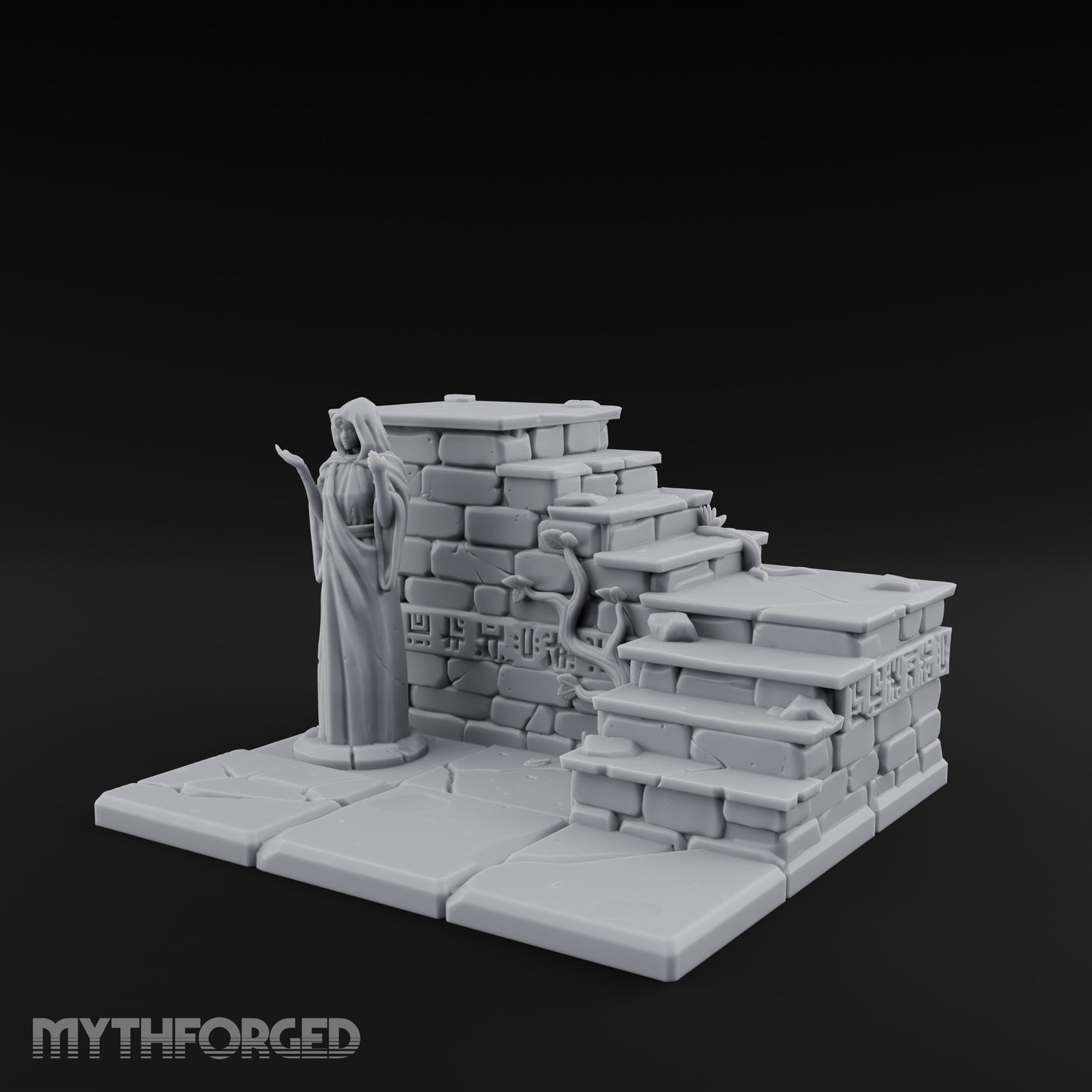 Hieroglyph-Etched Vine-Crept Stepped Pyramid Shrine Altar gallery 1
