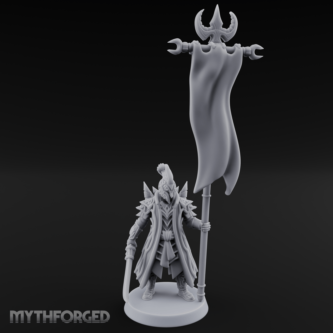 Banner Held High Elf Flagbearer Miniature for Dungeons and Dragons, Pathfinder or other TTRPGs