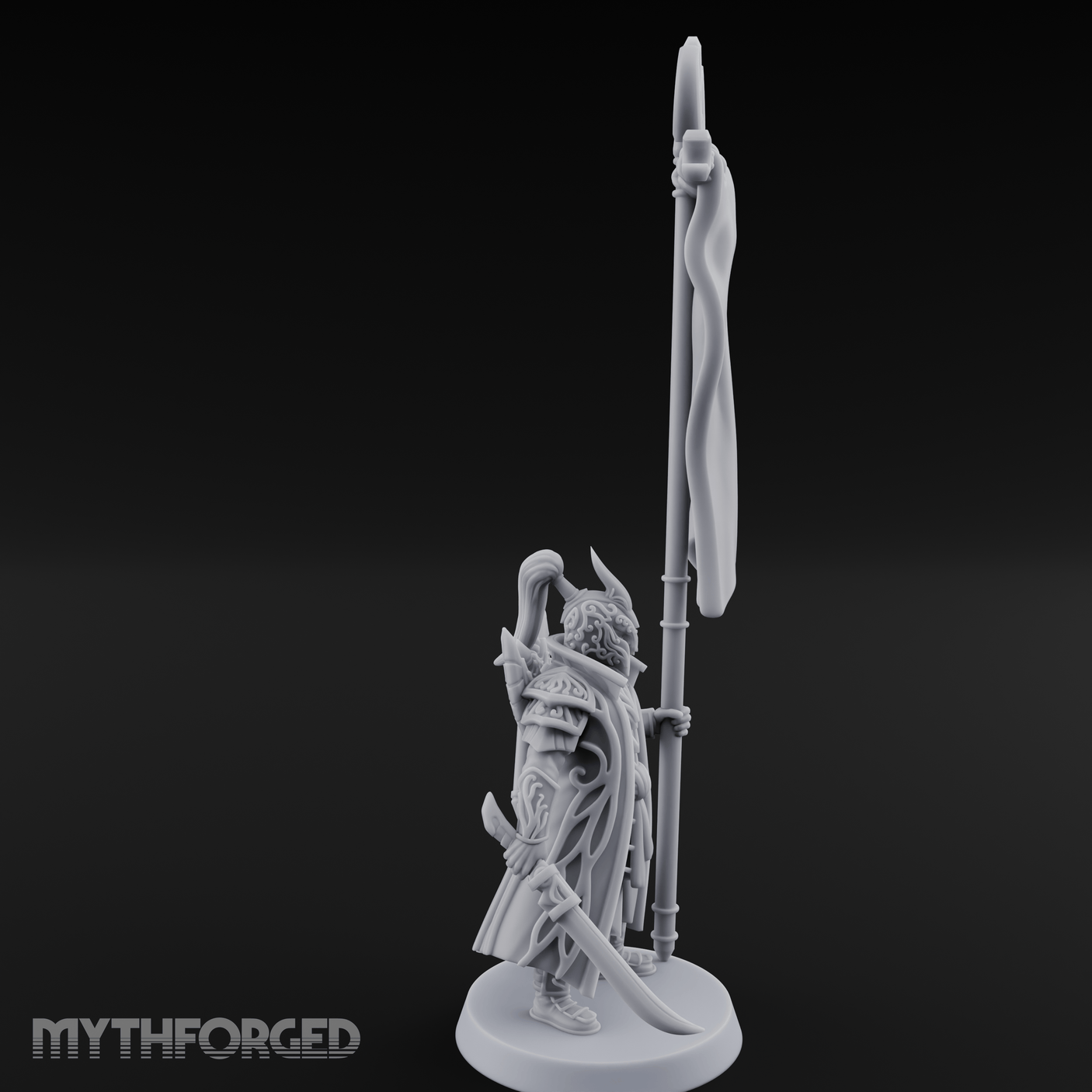 Banner Held High Elf Flagbearer Miniature for Dungeons and Dragons, Pathfinder or other TTRPGs