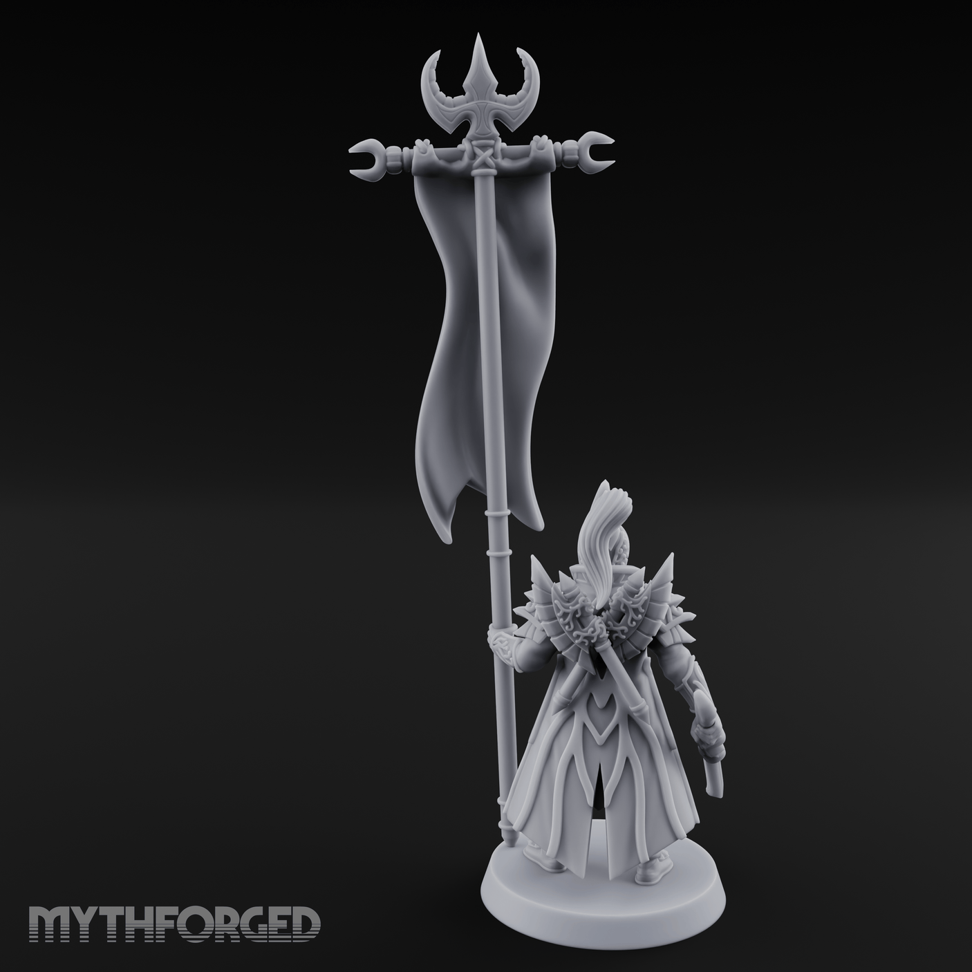 Banner Held High Elf Flagbearer Miniature for Dungeons and Dragons, Pathfinder or other TTRPGs