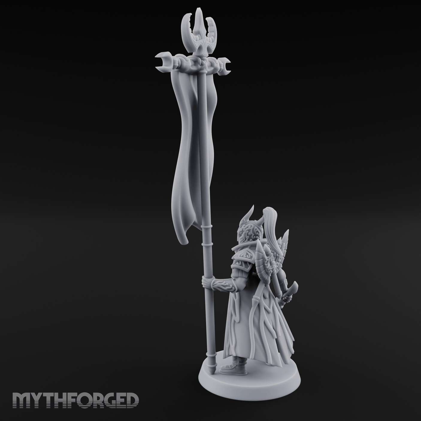 Banner Held High Elf Flagbearer Miniature for Dungeons and Dragons, Pathfinder or other TTRPGs