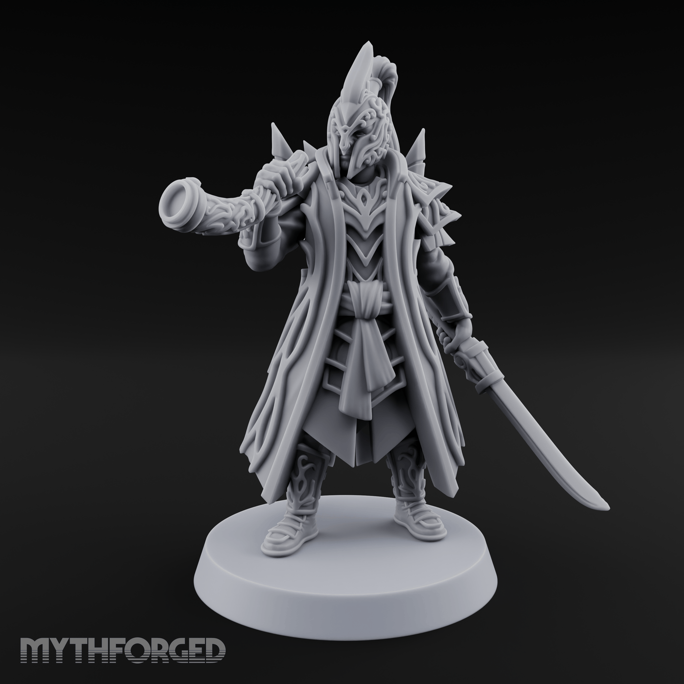 Blaring A Fanfare Elf Musician Miniature for Dungeons and Dragons, Pathfinder or other TTRPGs