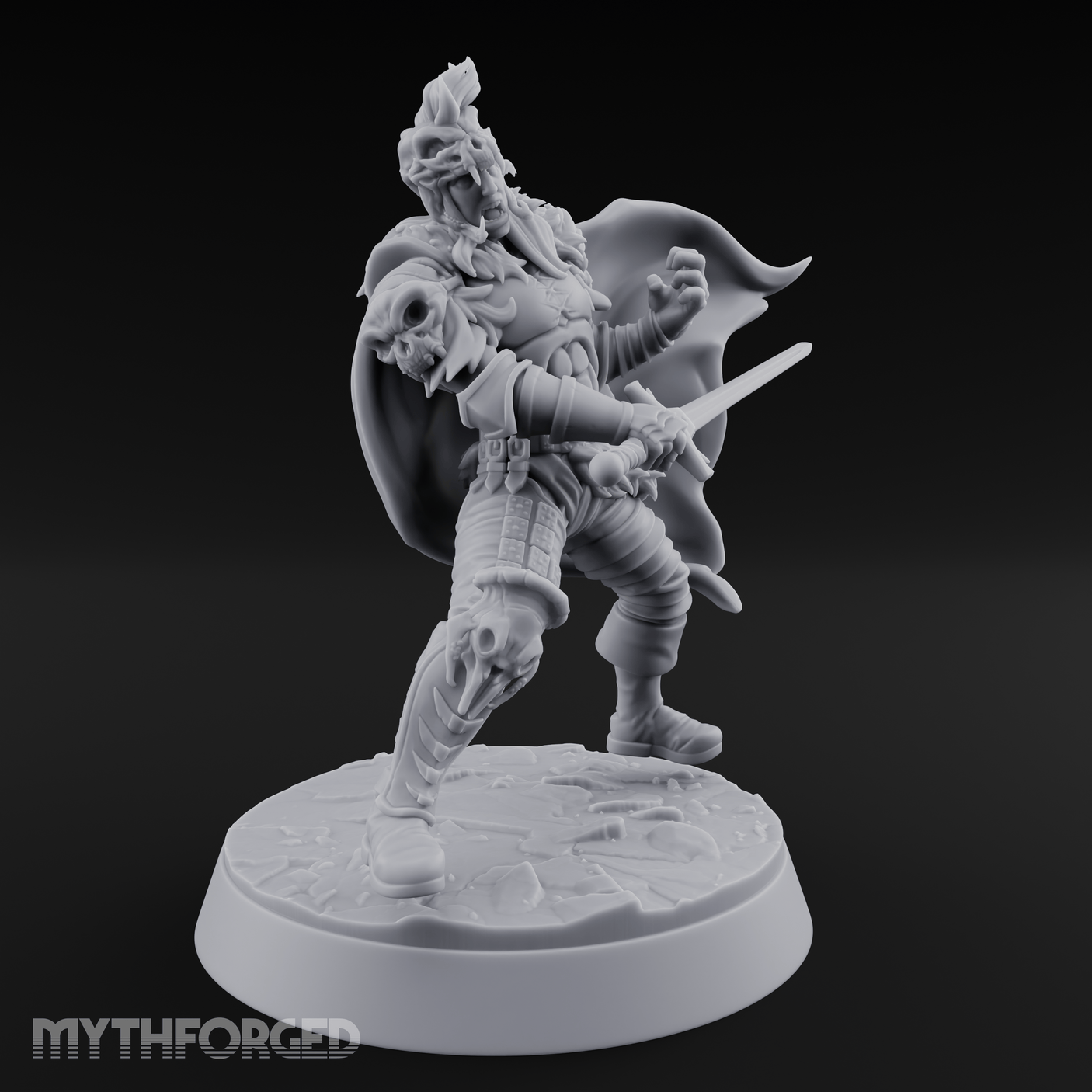 Cape Billowing Defiant Warlord Miniature for Dungeons and Dragons, Pathfinder or other TTRPGs