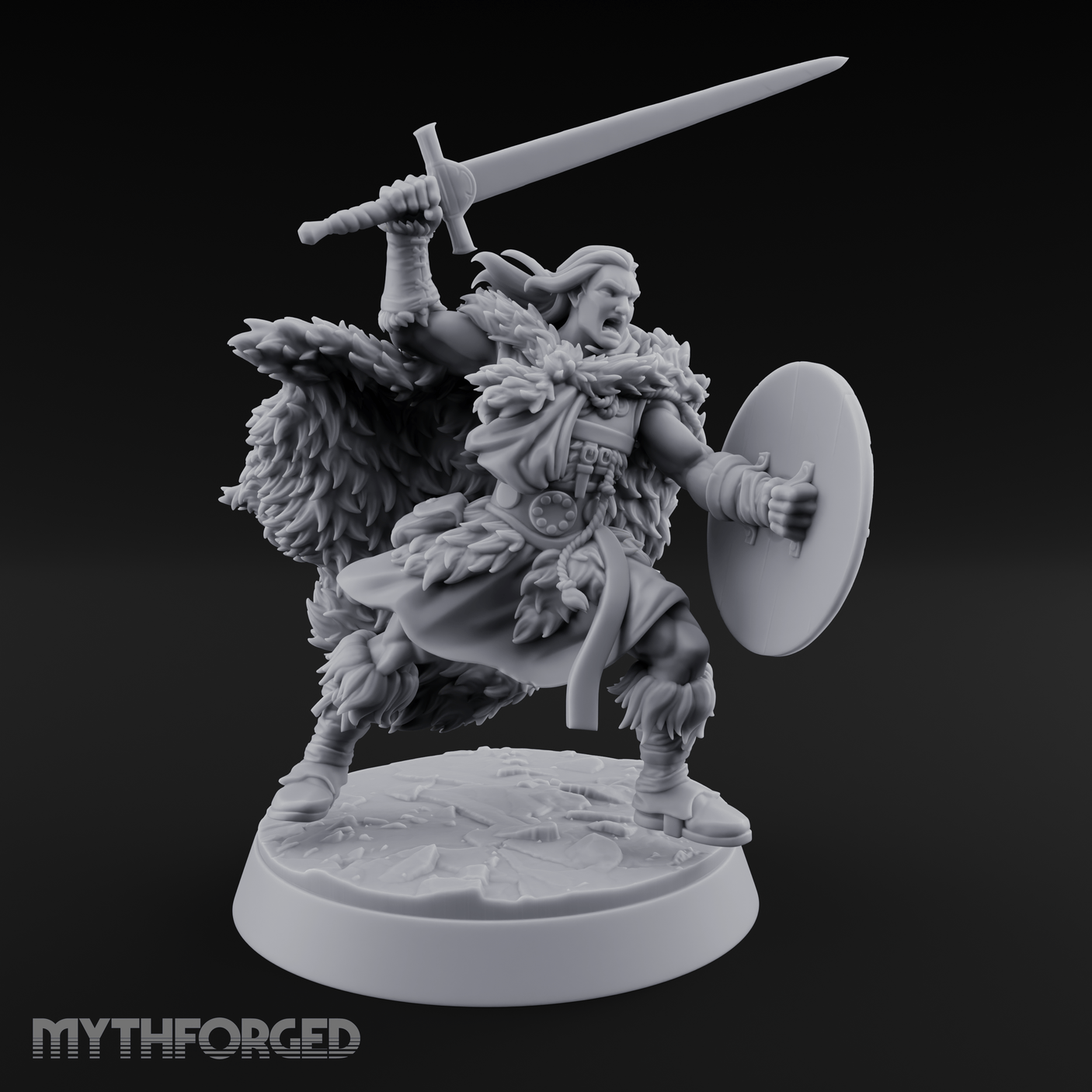 Sword and Board Northman Fighter Miniature for Dungeons and Dragons, Pathfinder or other TTRPGs