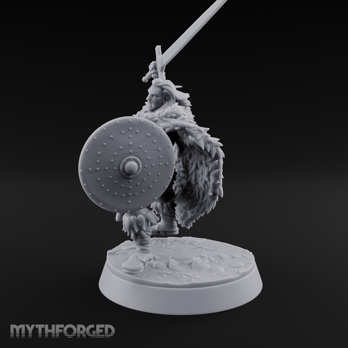 Sword and Board Northman Fighter Miniature for Dungeons and Dragons, Pathfinder or other TTRPGs