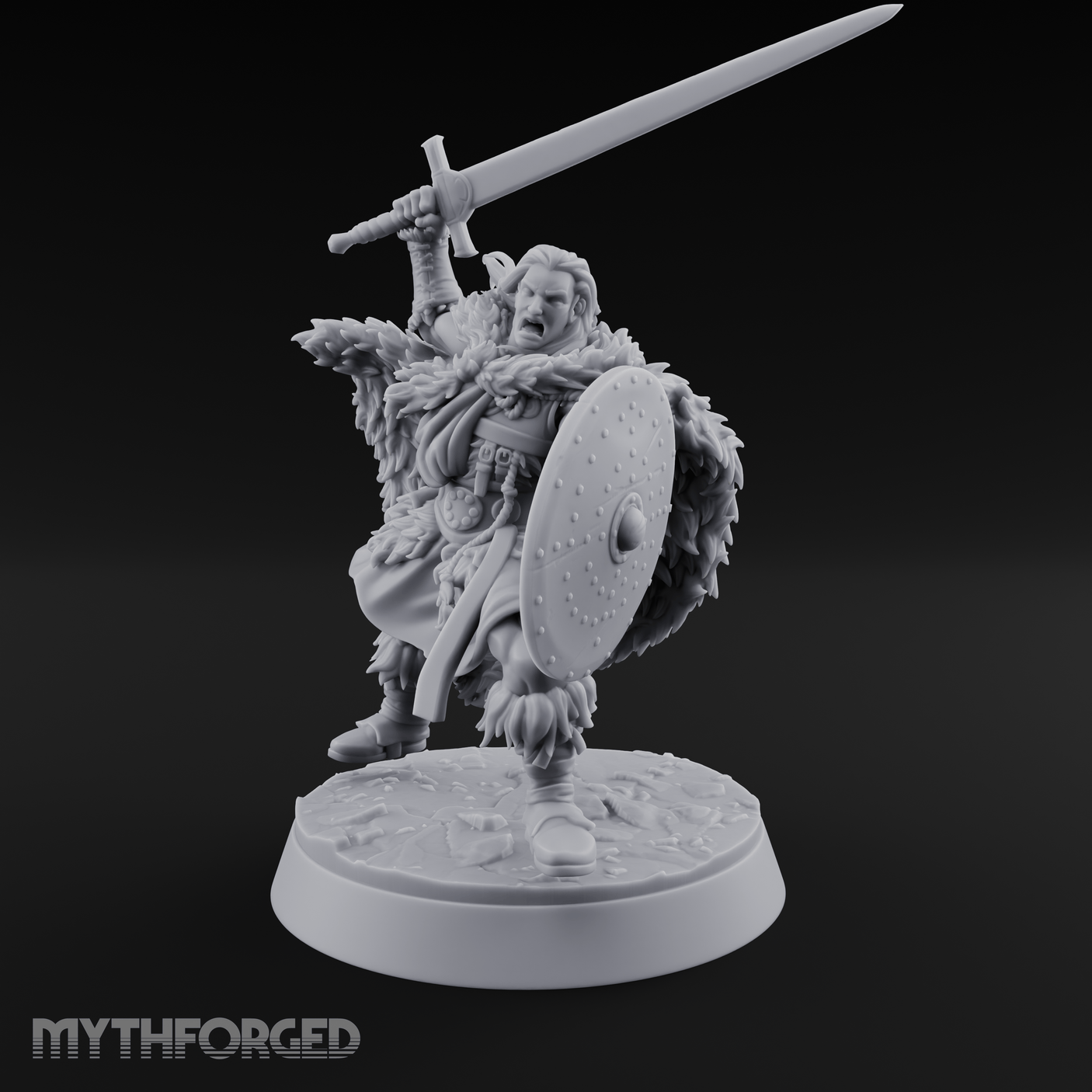 Sword and Board Northman Fighter Miniature for Dungeons and Dragons, Pathfinder or other TTRPGs