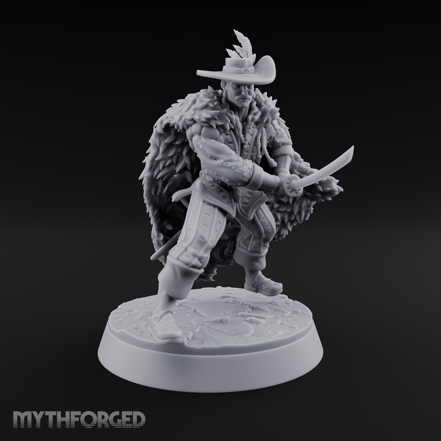 Feathered And Fierce Human Swashbuckler Miniature for Dungeons and Dragons, Pathfinder or other TTRPGs