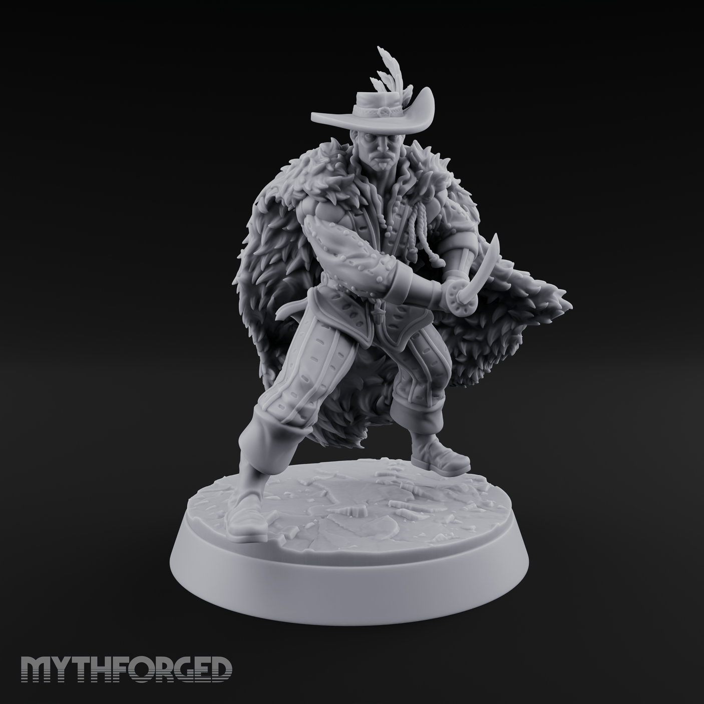 Feathered And Fierce Human Swashbuckler Miniature for Dungeons and Dragons, Pathfinder or other TTRPGs