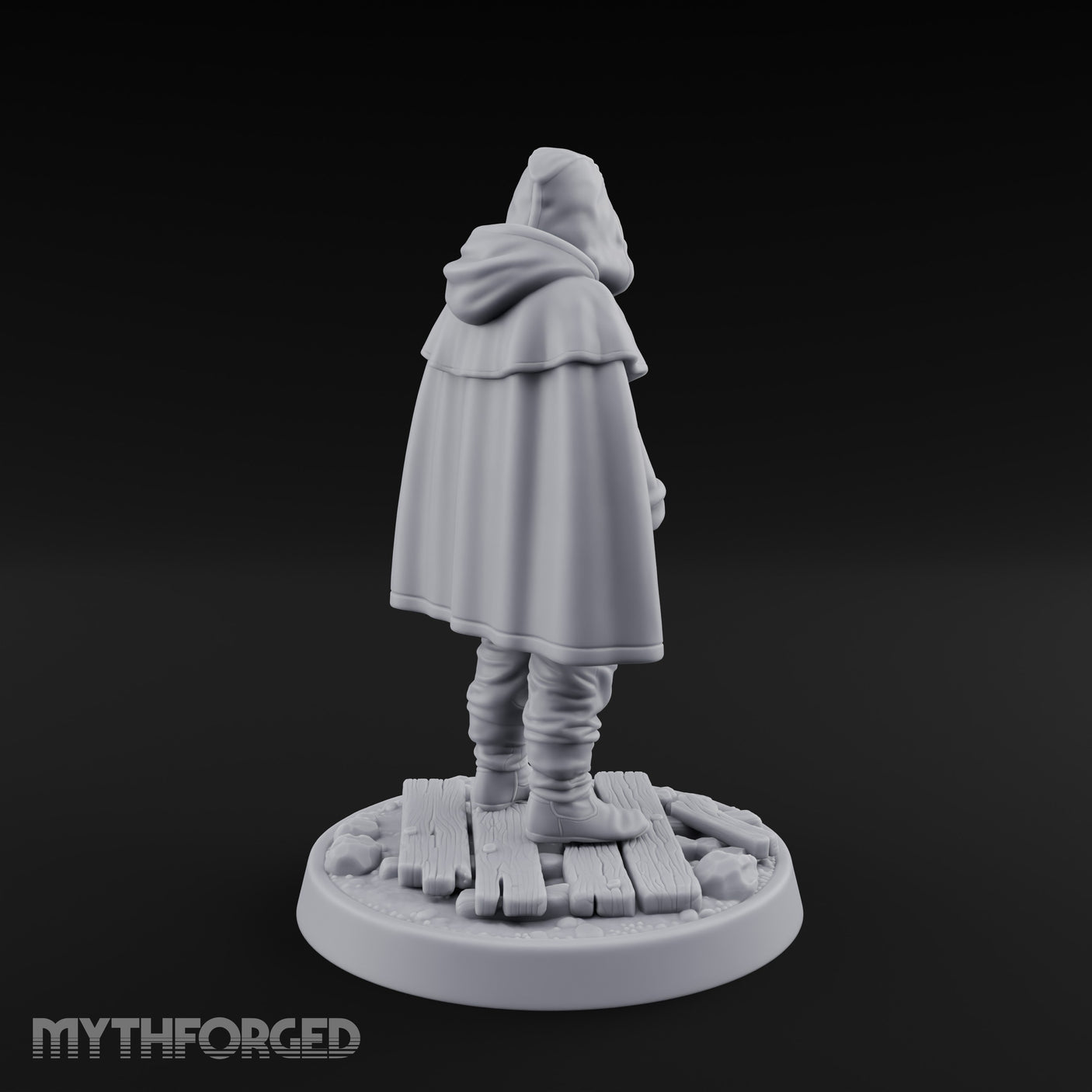 Hood-Pulled Braid-Bearded Village Elder Miniature for Dungeons and Dragons, Pathfinder or other TTRPGs