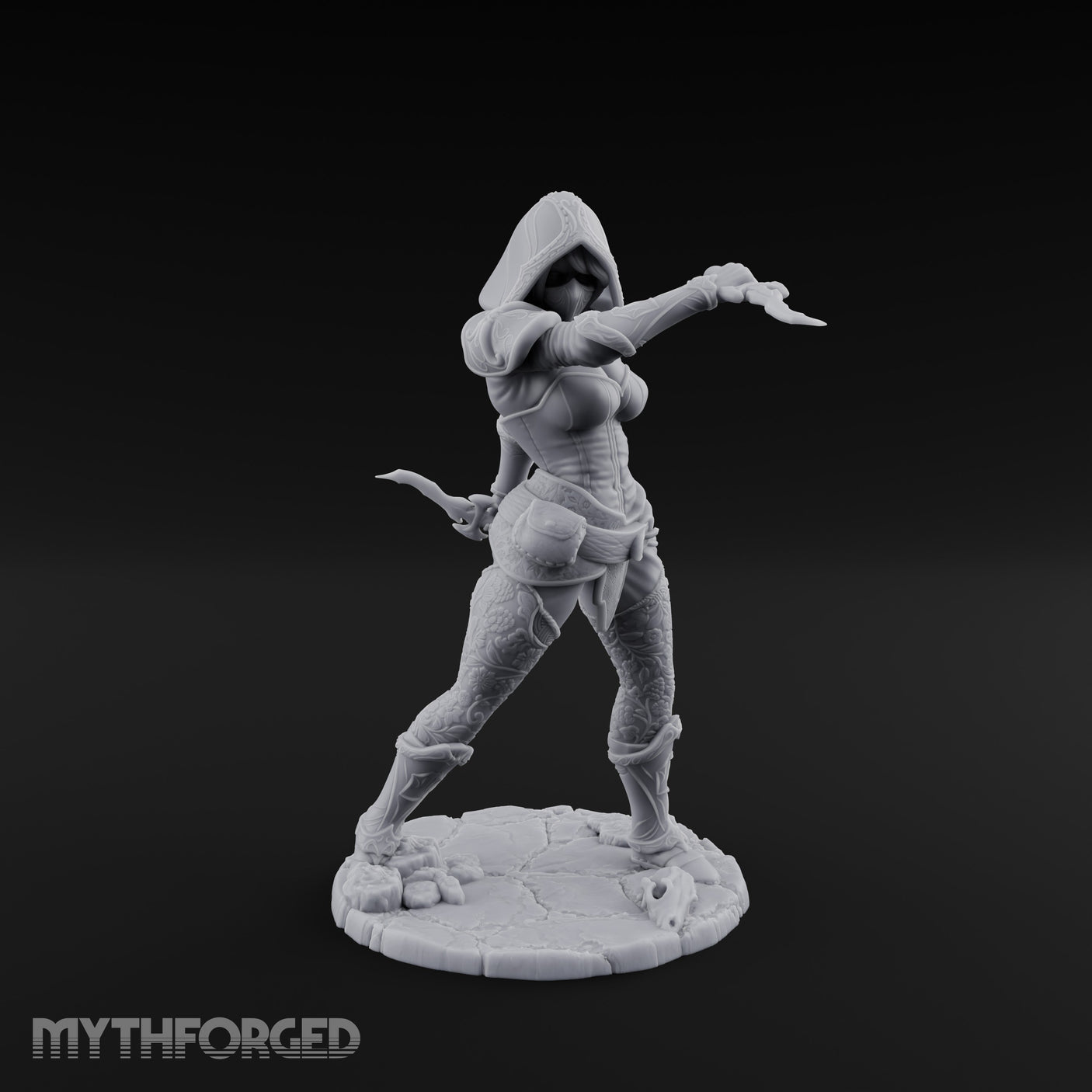 Hood Up Claws Striking Human Assassin Miniature for Dungeons and Dragons, Pathfinder or other TTRPGs