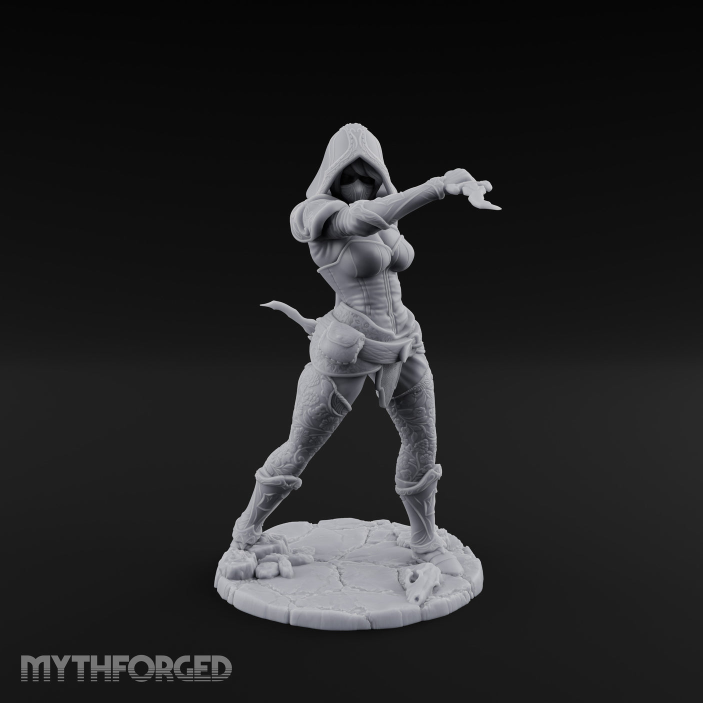 Hood Up Claws Striking Human Assassin Miniature for Dungeons and Dragons, Pathfinder or other TTRPGs