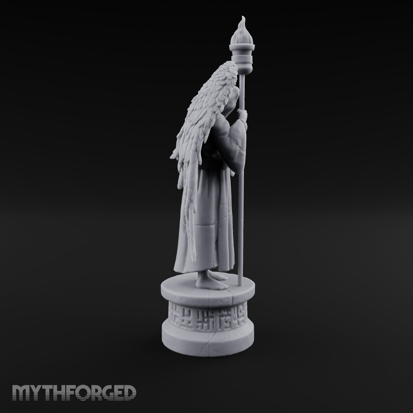 Hooded Torch-Bearing Winged Angel Statue Miniature for Dungeons and Dragons, Pathfinder or other TTRPGs