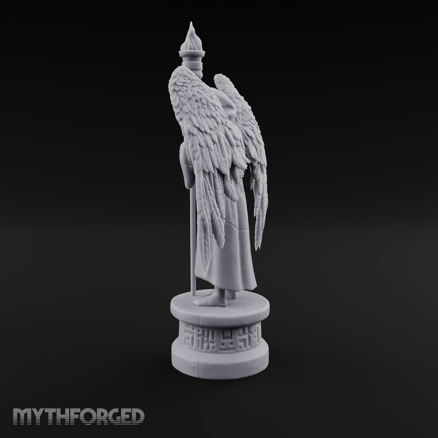 Hooded Torch-Bearing Winged Angel Statue Miniature for Dungeons and Dragons, Pathfinder or other TTRPGs