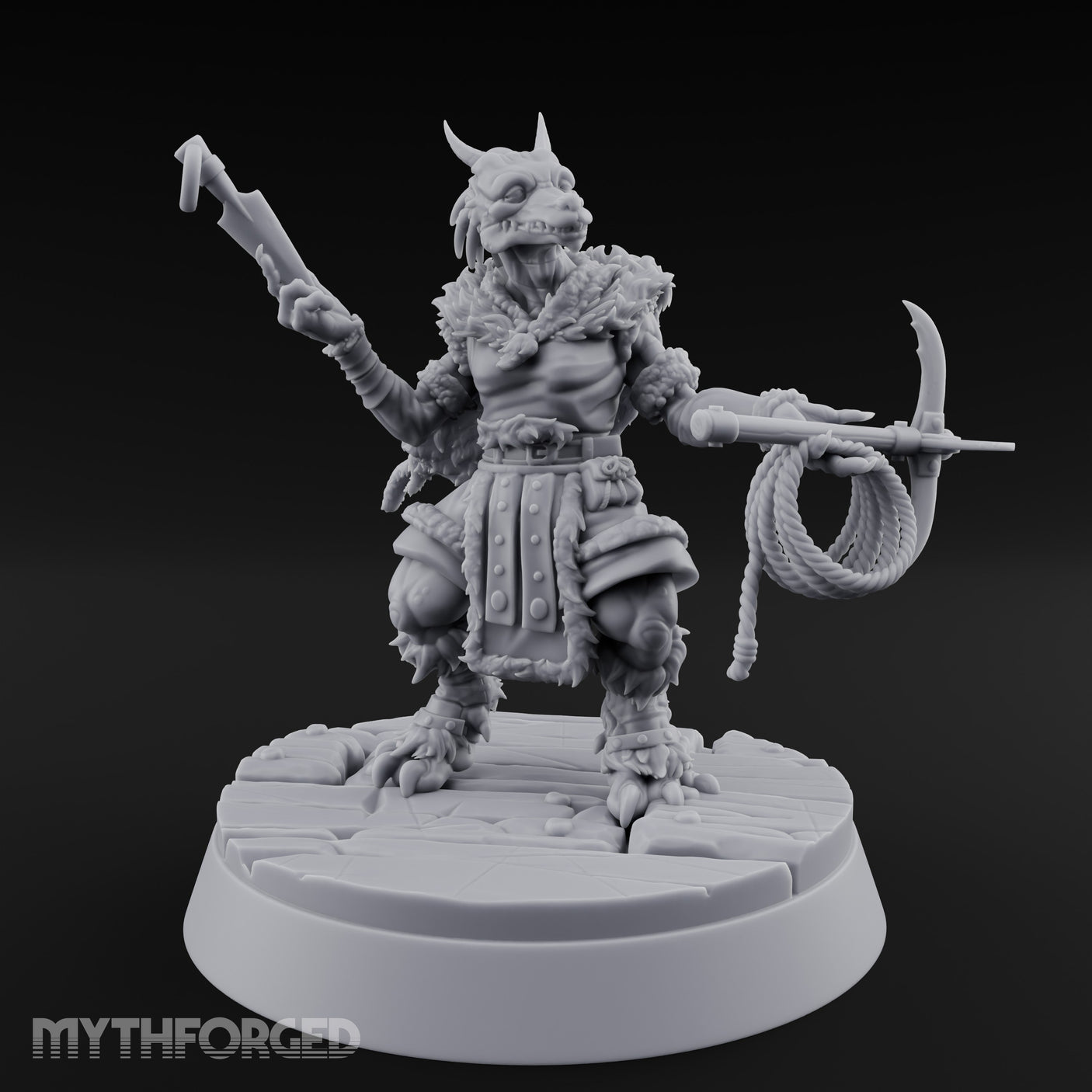 Hook And Rope Wielding Lizardfolk Climber Miniature for Dungeons and Dragons, Pathfinder or other TTRPGs