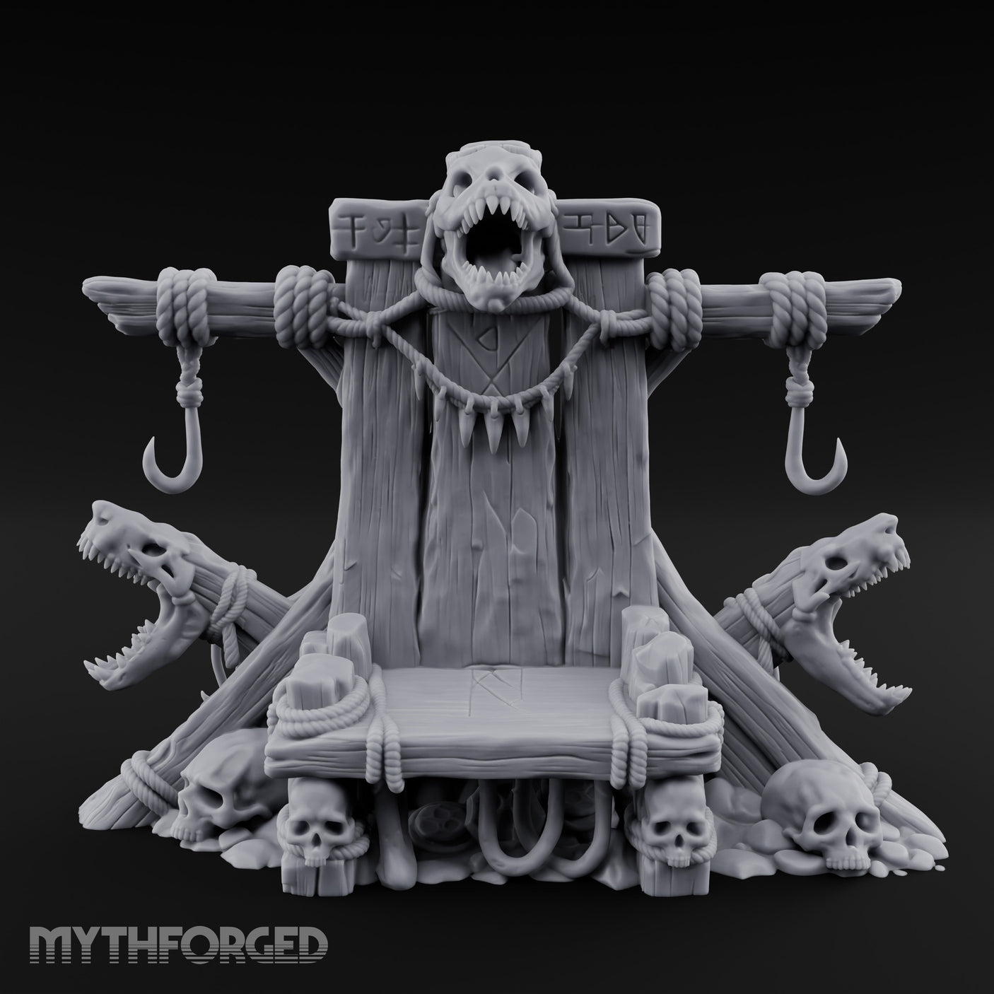 Hook-Hung Rune-Etched Idol Throne Altar Miniature for Dungeons and Dragons, Pathfinder or other TTRPGs